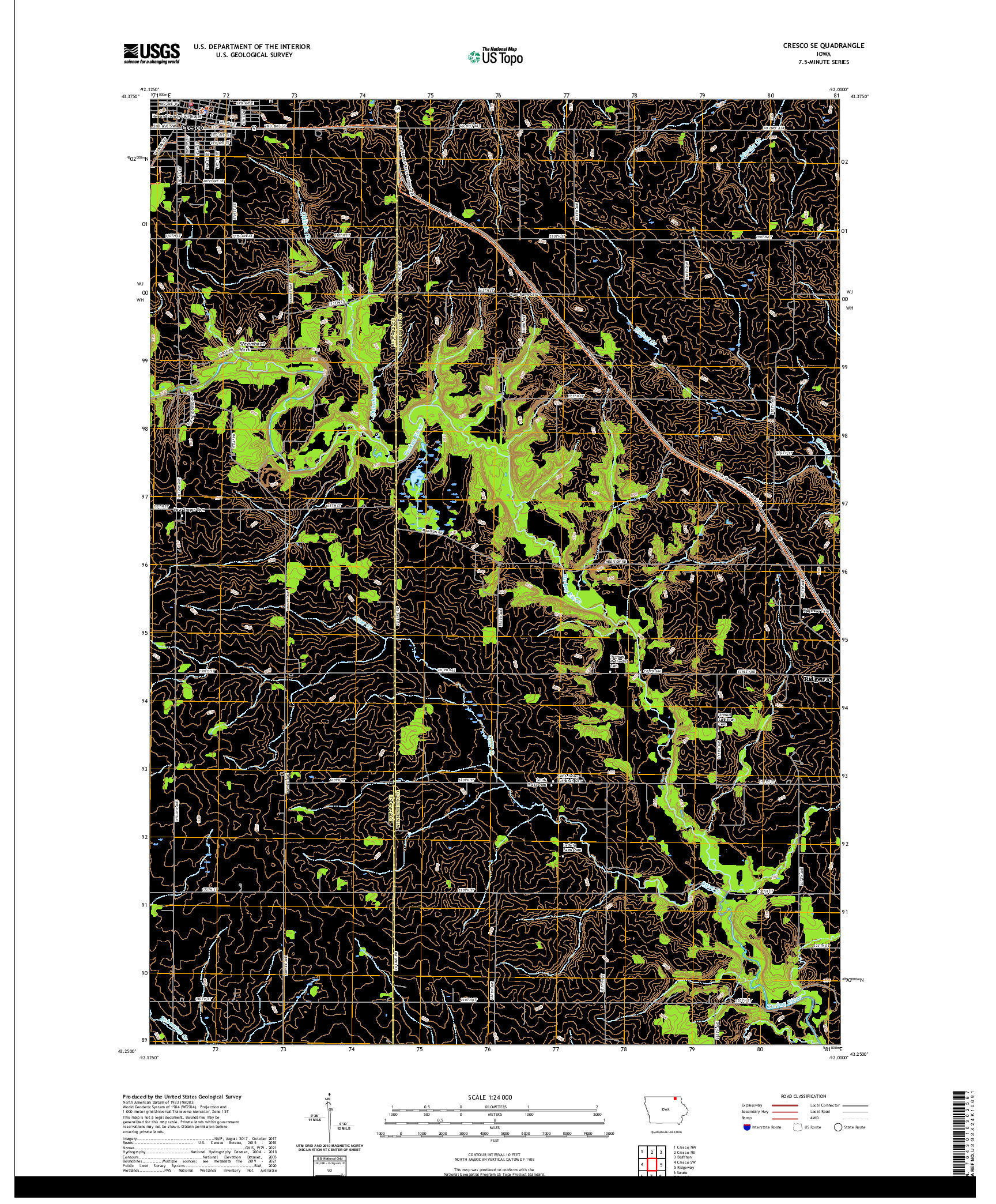 US TOPO 7.5-MINUTE MAP FOR CRESCO SE, IA