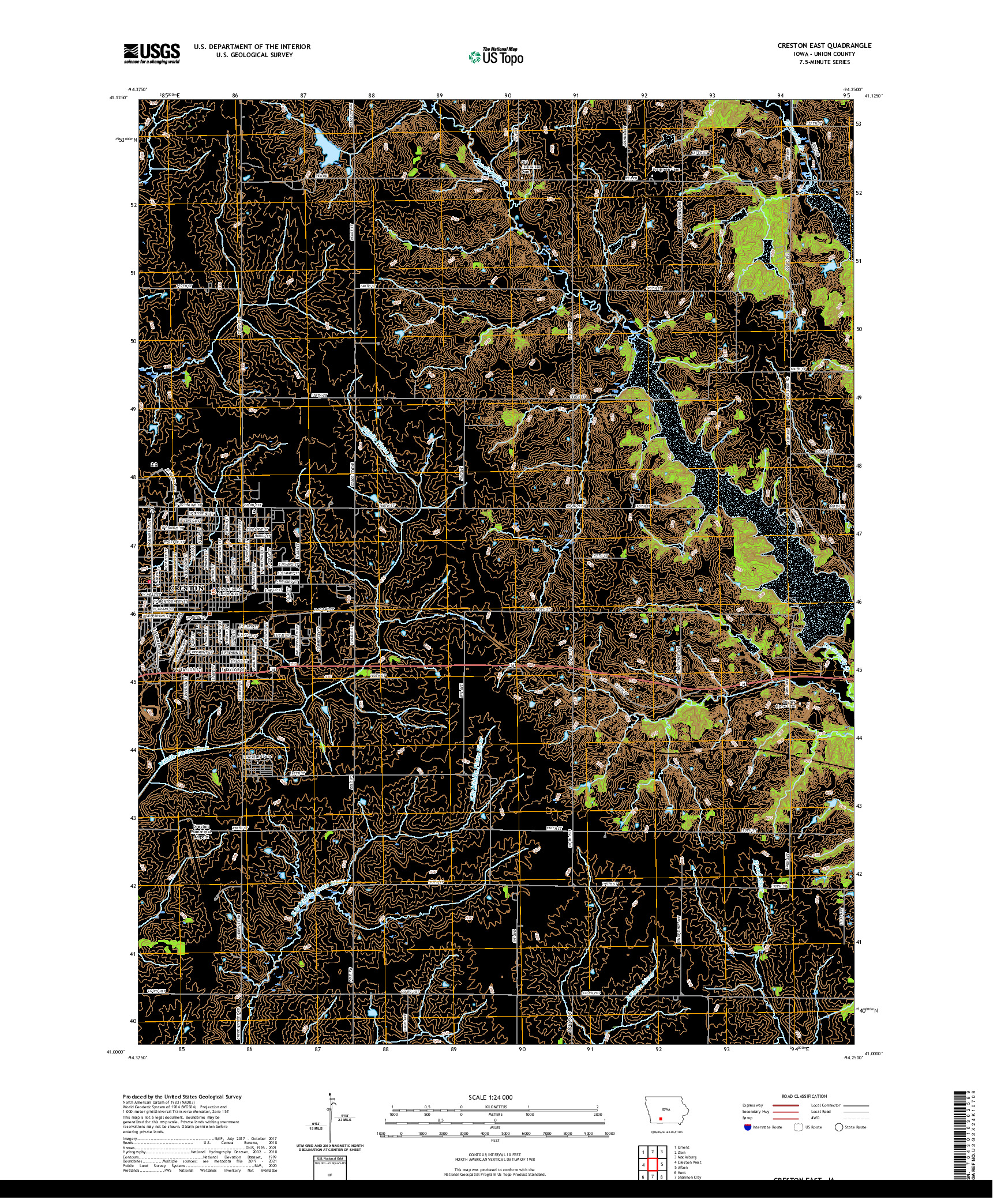 US TOPO 7.5-MINUTE MAP FOR CRESTON EAST, IA