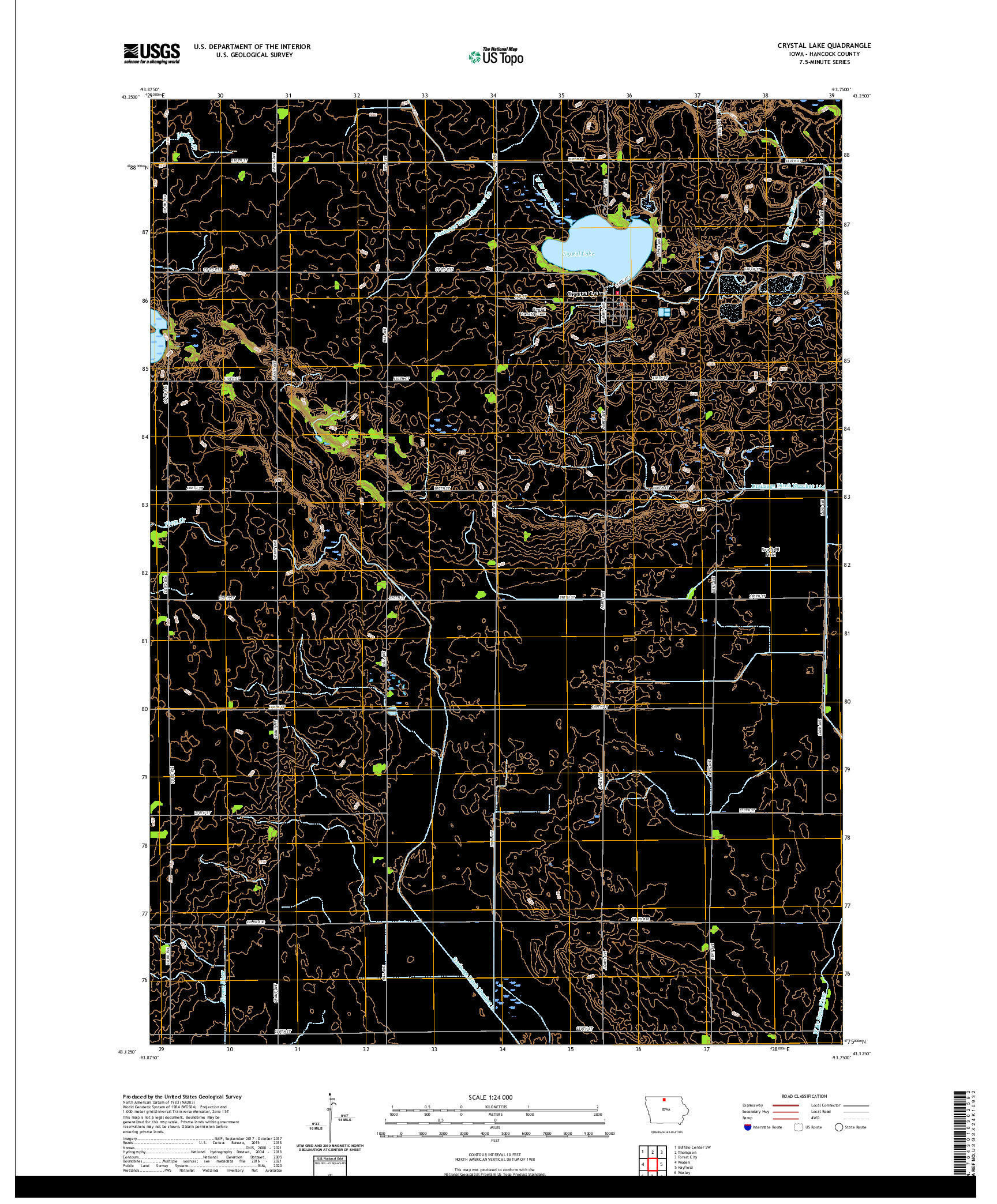 US TOPO 7.5-MINUTE MAP FOR CRYSTAL LAKE, IA