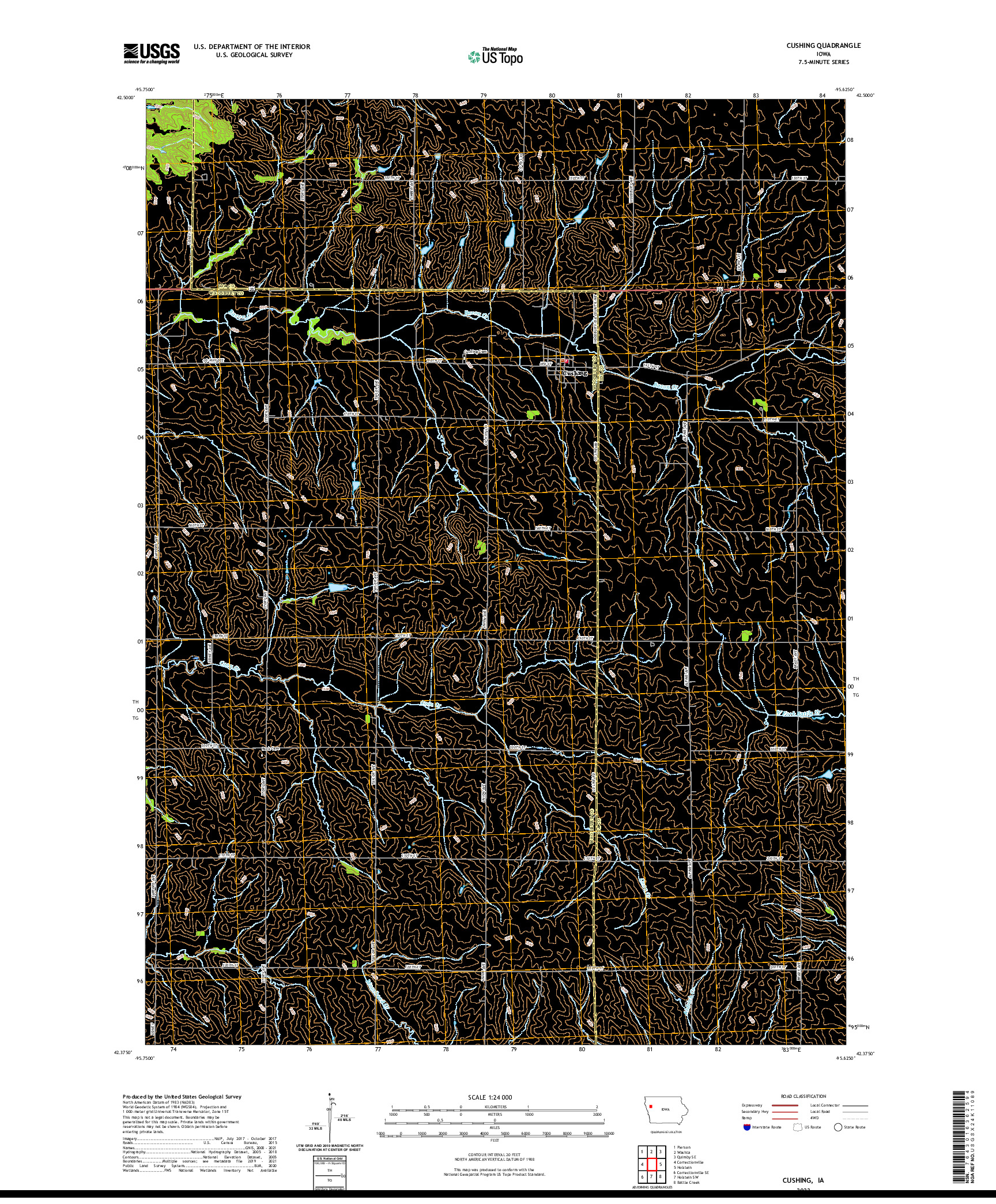 US TOPO 7.5-MINUTE MAP FOR CUSHING, IA