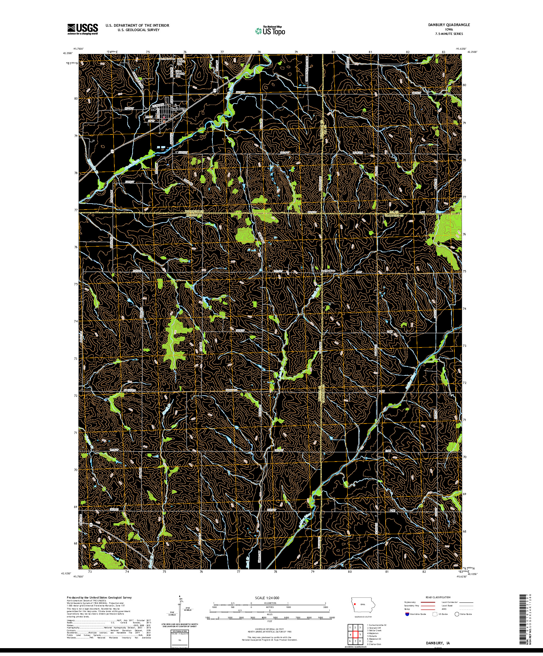 US TOPO 7.5-MINUTE MAP FOR DANBURY, IA