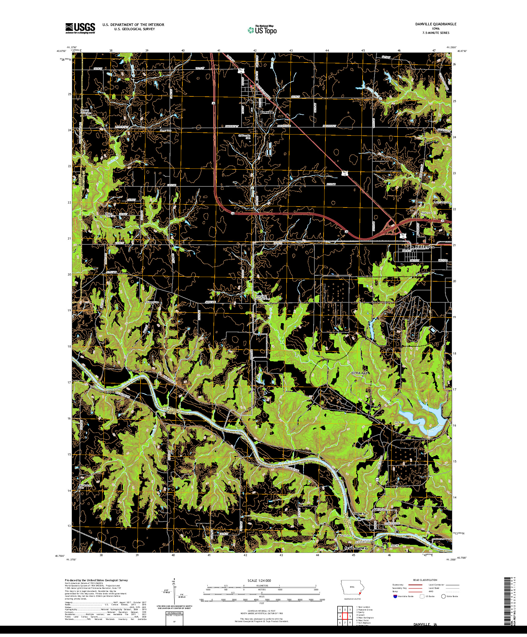 US TOPO 7.5-MINUTE MAP FOR DANVILLE, IA