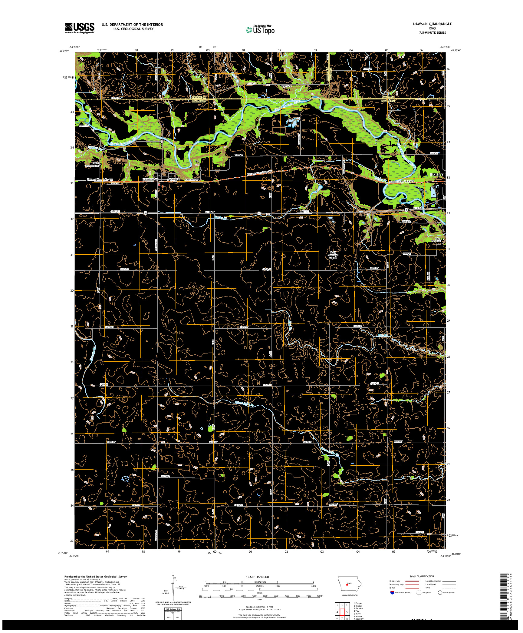 US TOPO 7.5-MINUTE MAP FOR DAWSON, IA