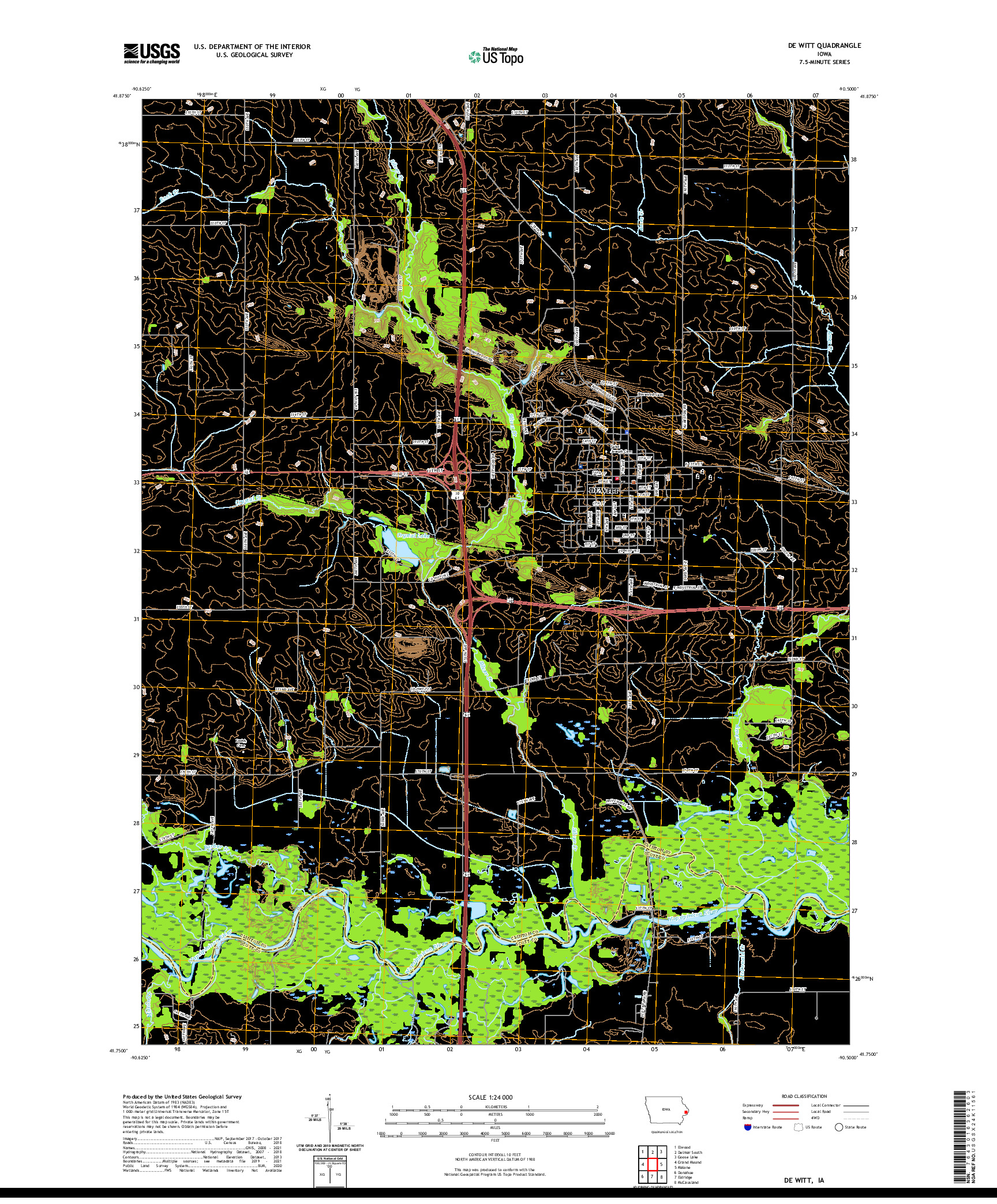 US TOPO 7.5-MINUTE MAP FOR DE WITT, IA