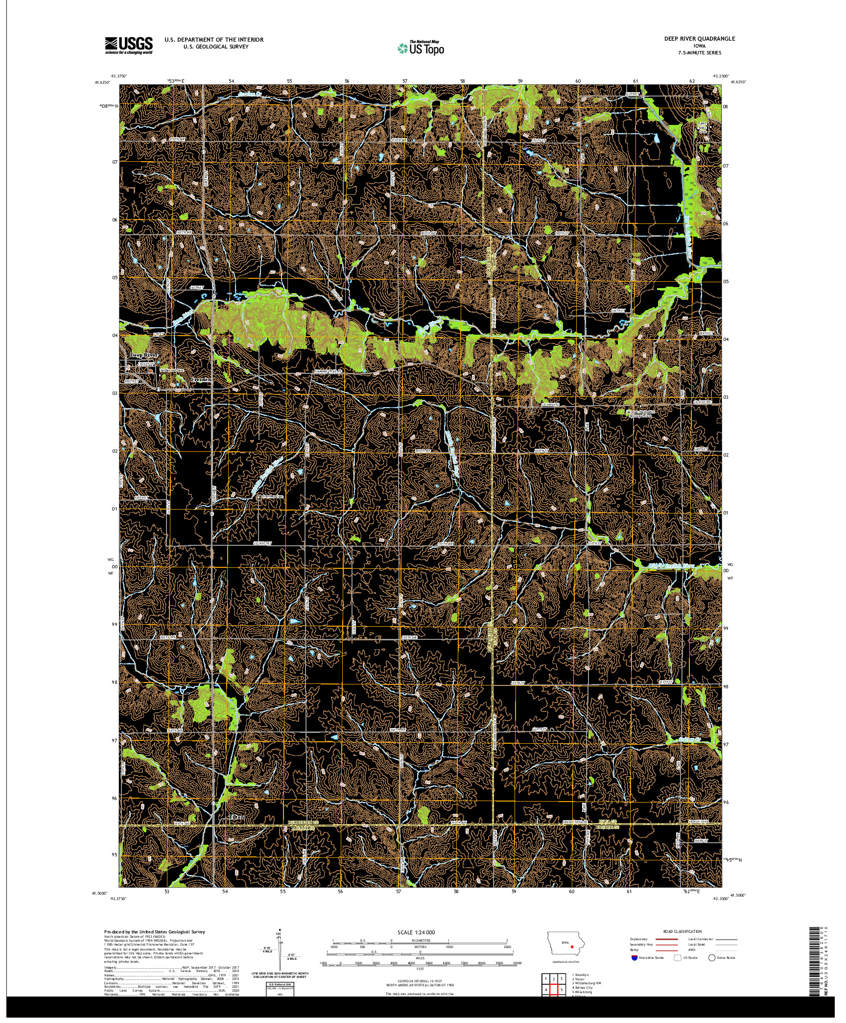 US TOPO 7.5-MINUTE MAP FOR DEEP RIVER, IA