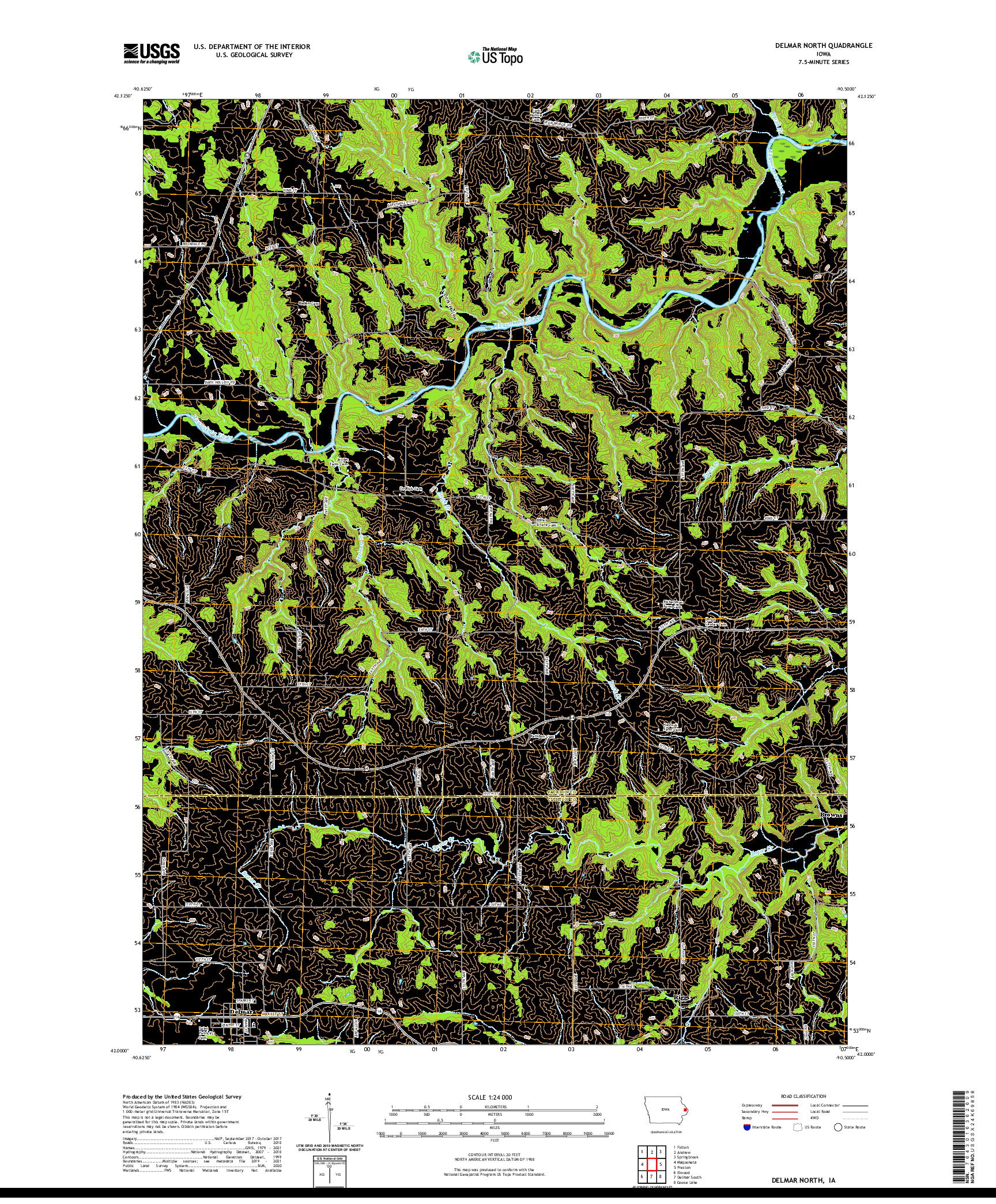 US TOPO 7.5-MINUTE MAP FOR DELMAR NORTH, IA