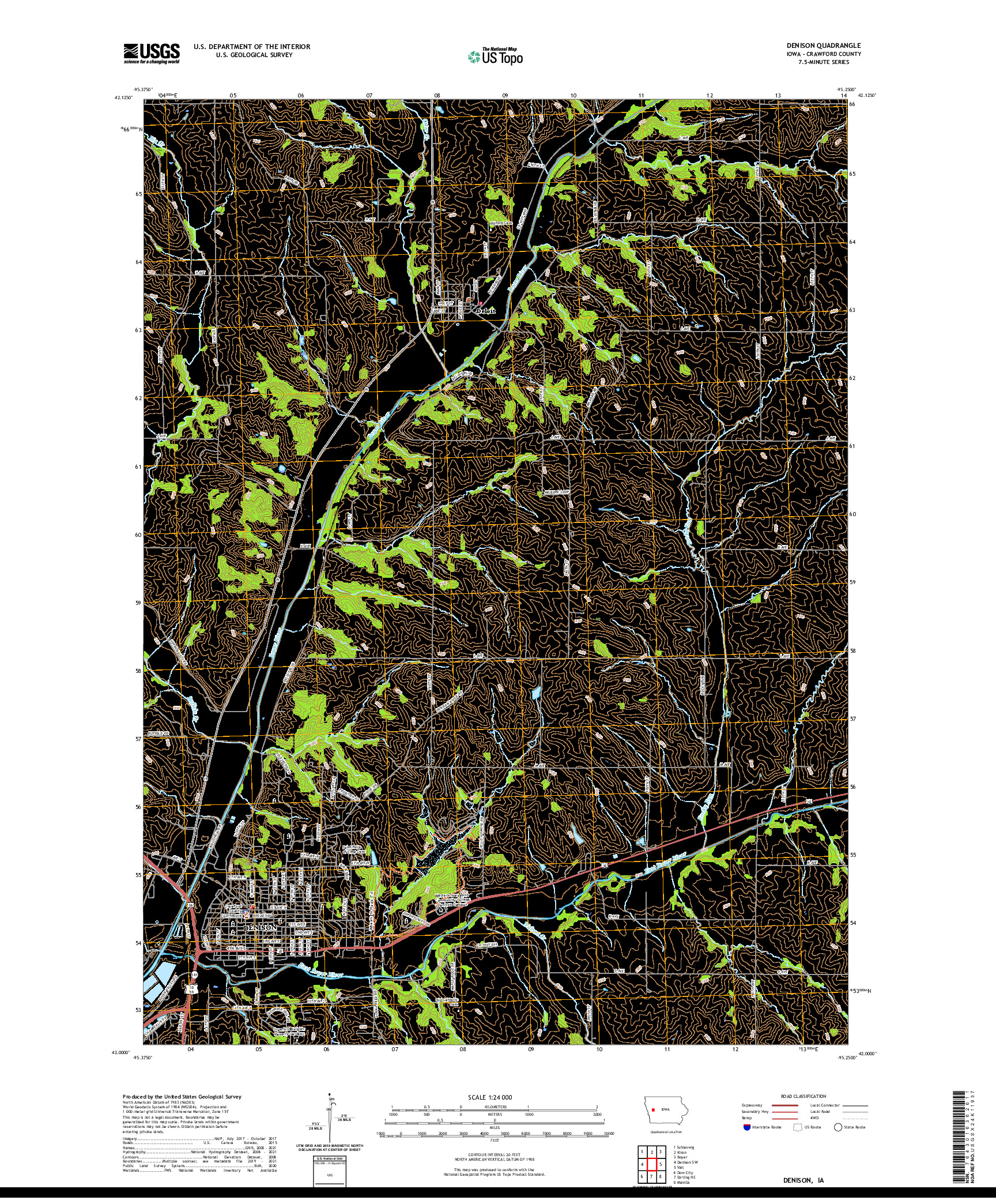 US TOPO 7.5-MINUTE MAP FOR DENISON, IA