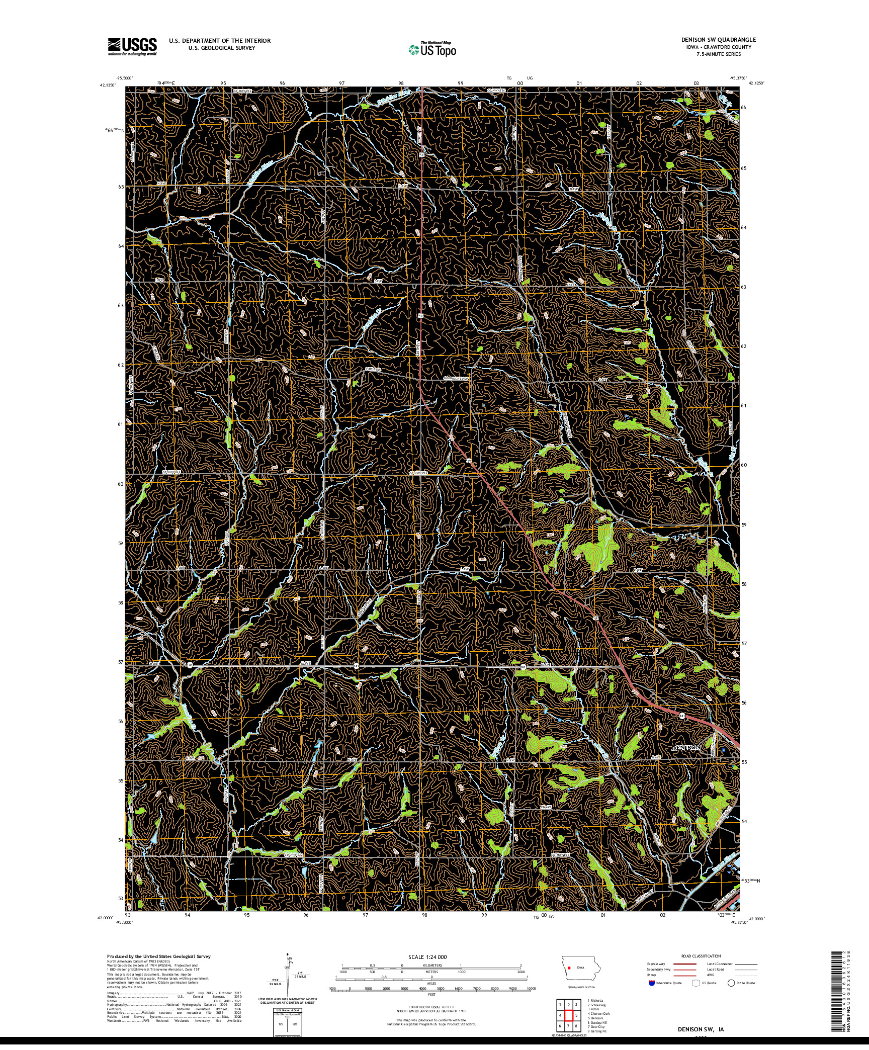 US TOPO 7.5-MINUTE MAP FOR DENISON SW, IA