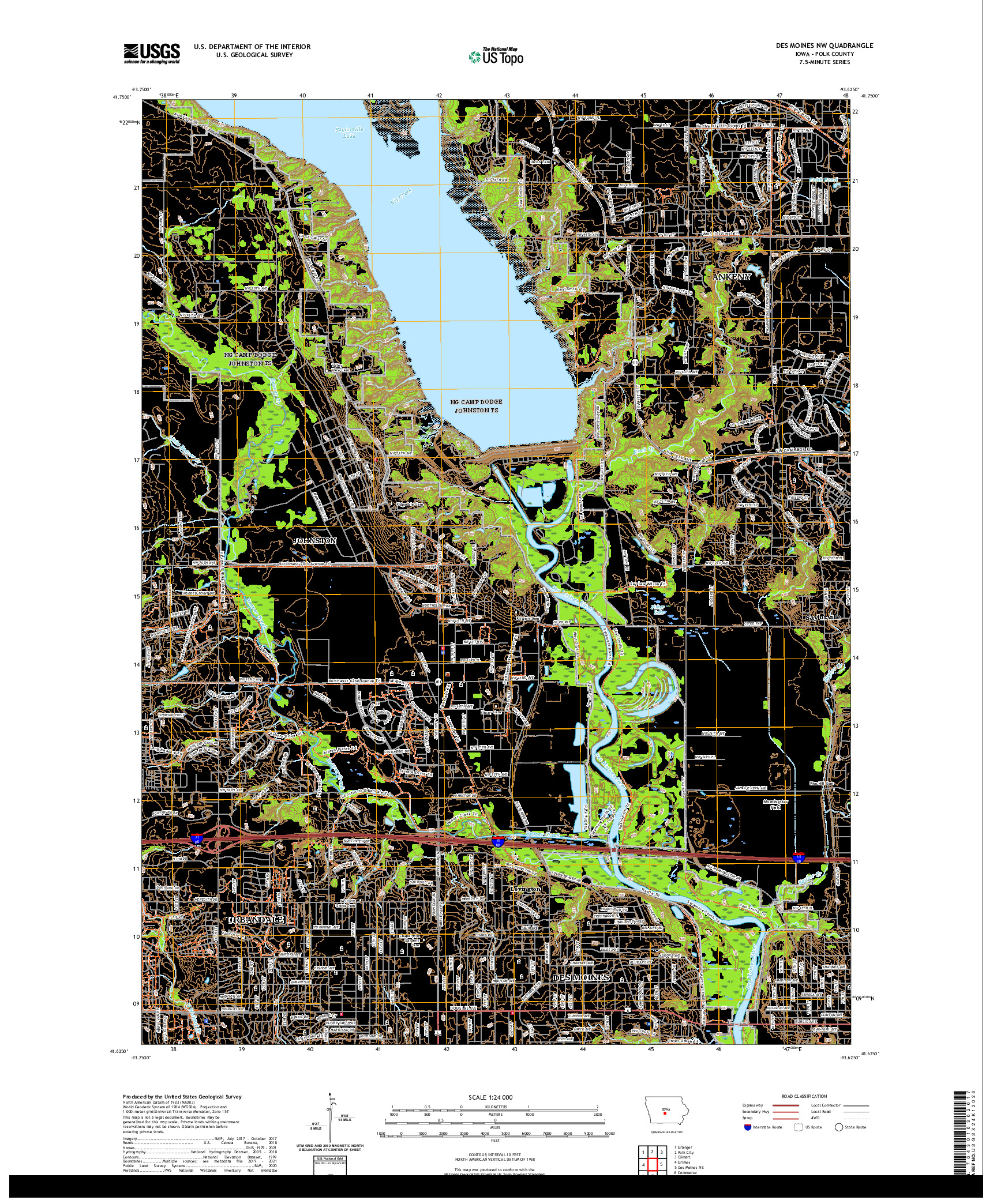 US TOPO 7.5-MINUTE MAP FOR DES MOINES NW, IA