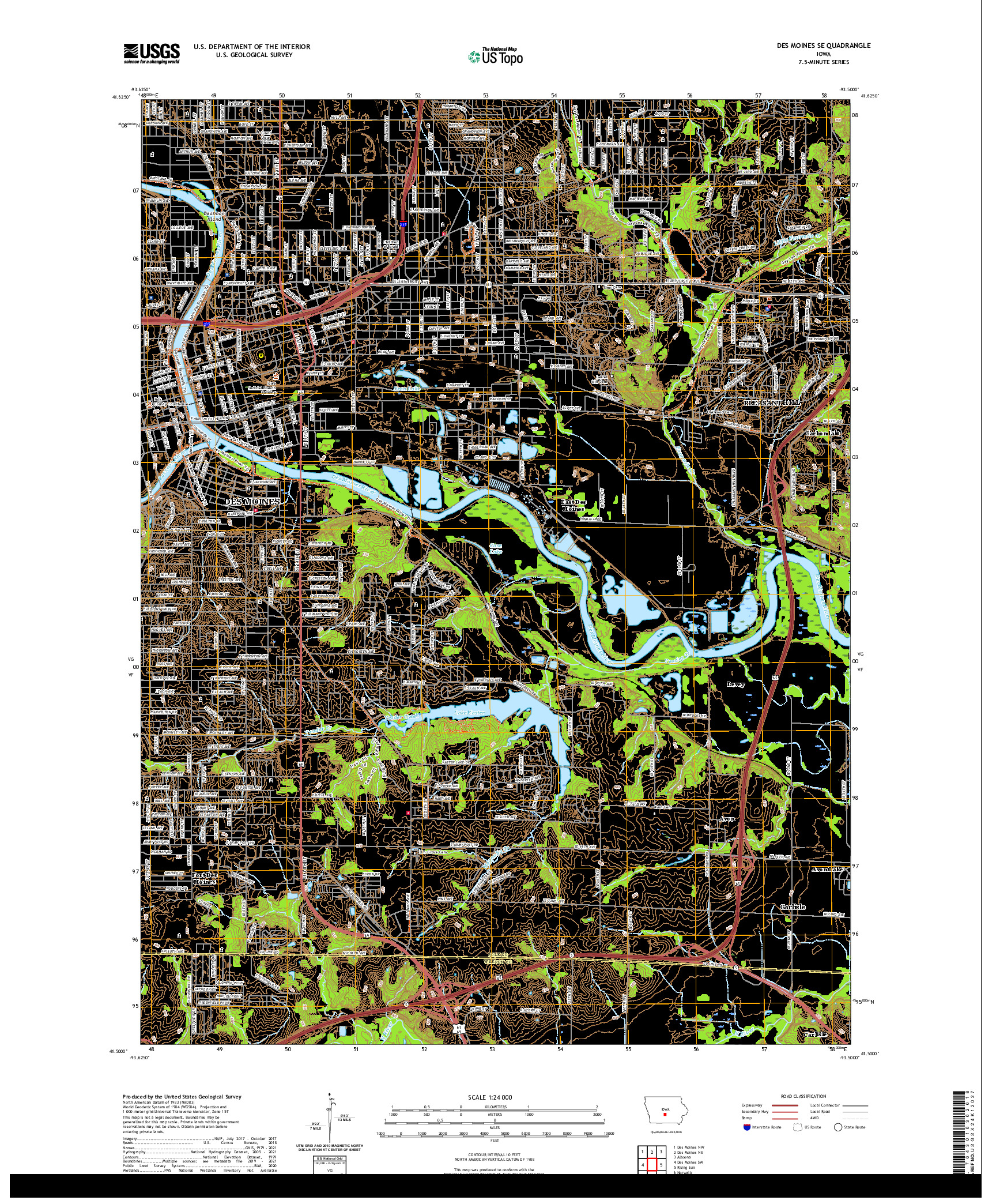 US TOPO 7.5-MINUTE MAP FOR DES MOINES SE, IA