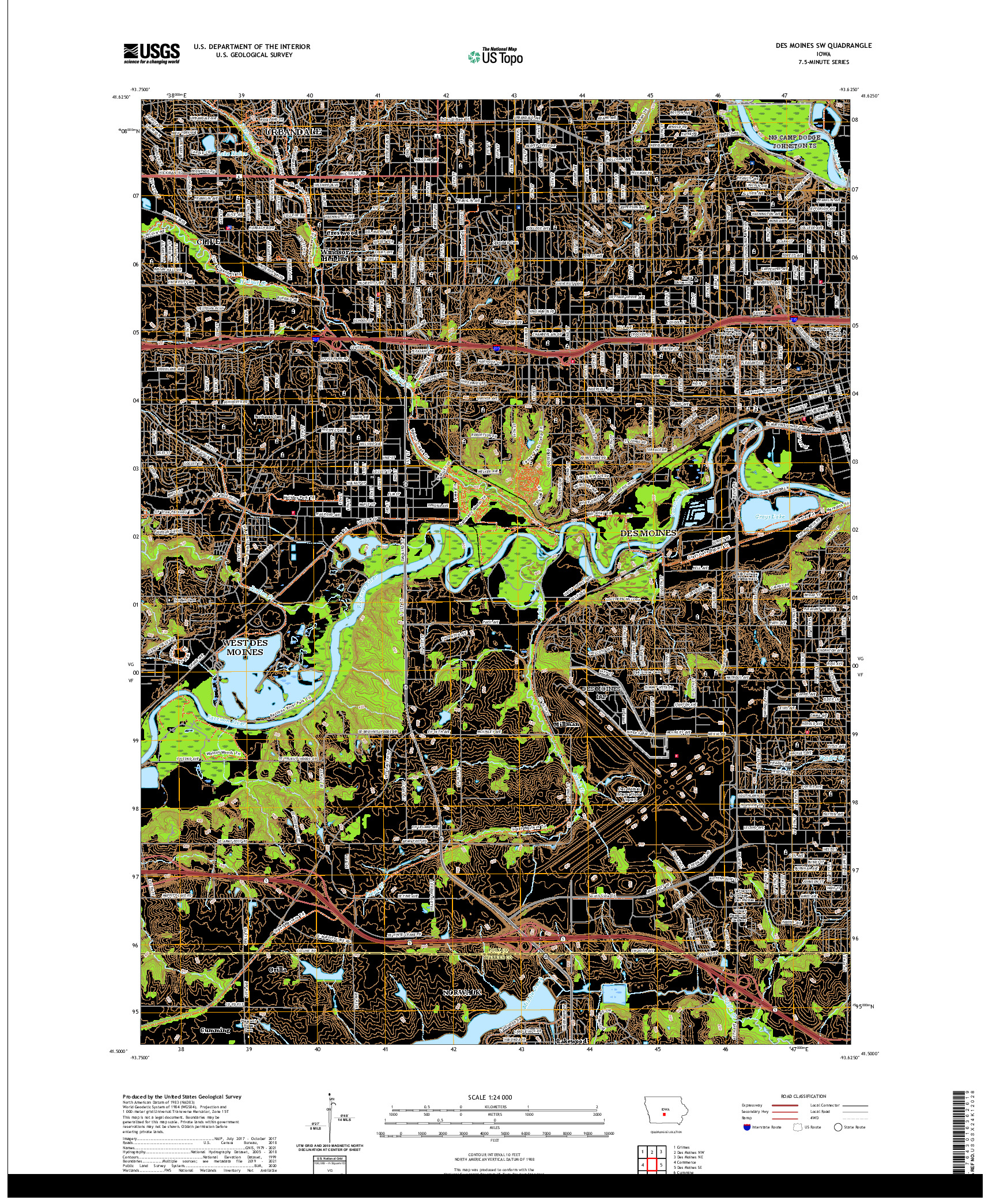 US TOPO 7.5-MINUTE MAP FOR DES MOINES SW, IA