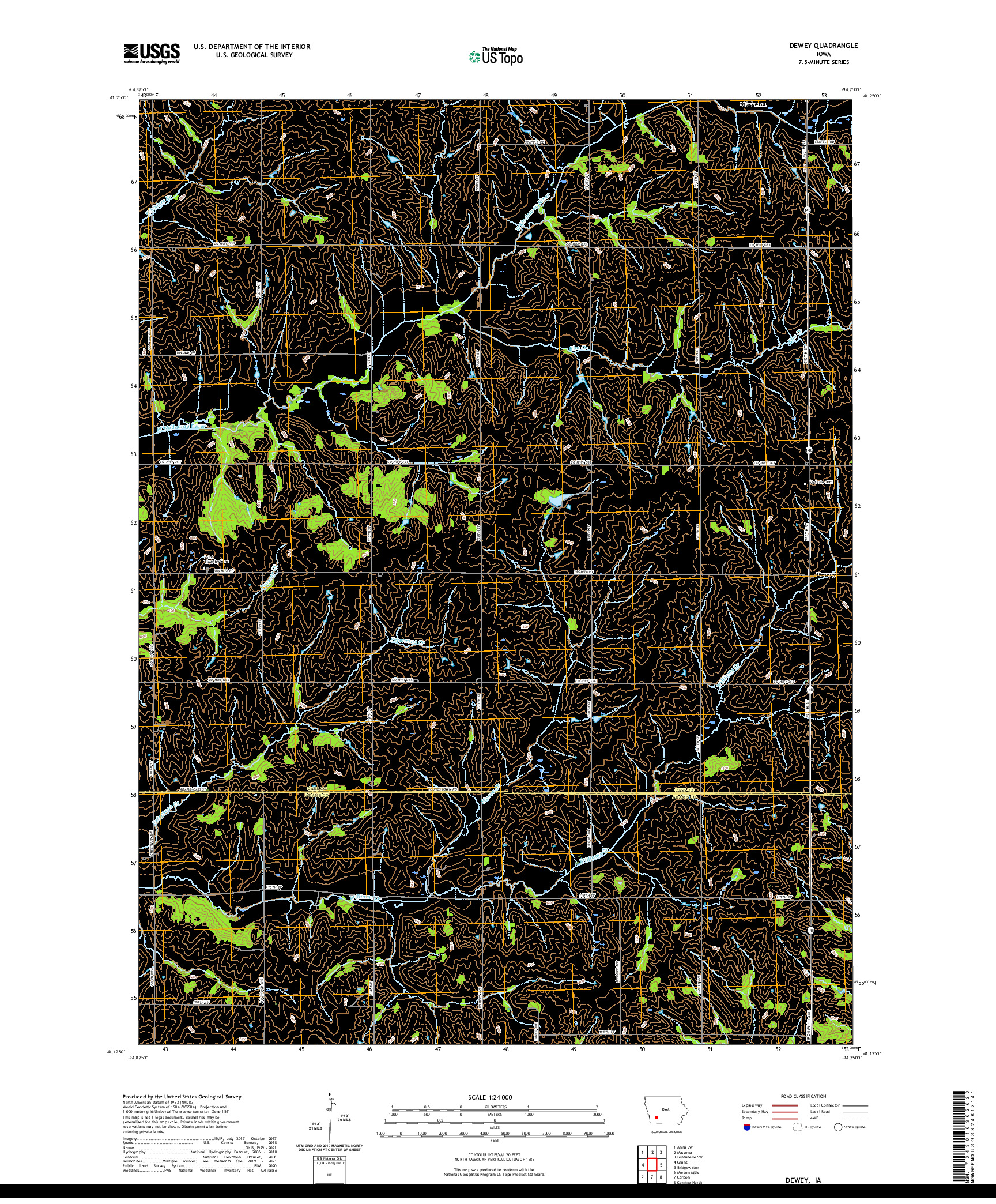 US TOPO 7.5-MINUTE MAP FOR DEWEY, IA