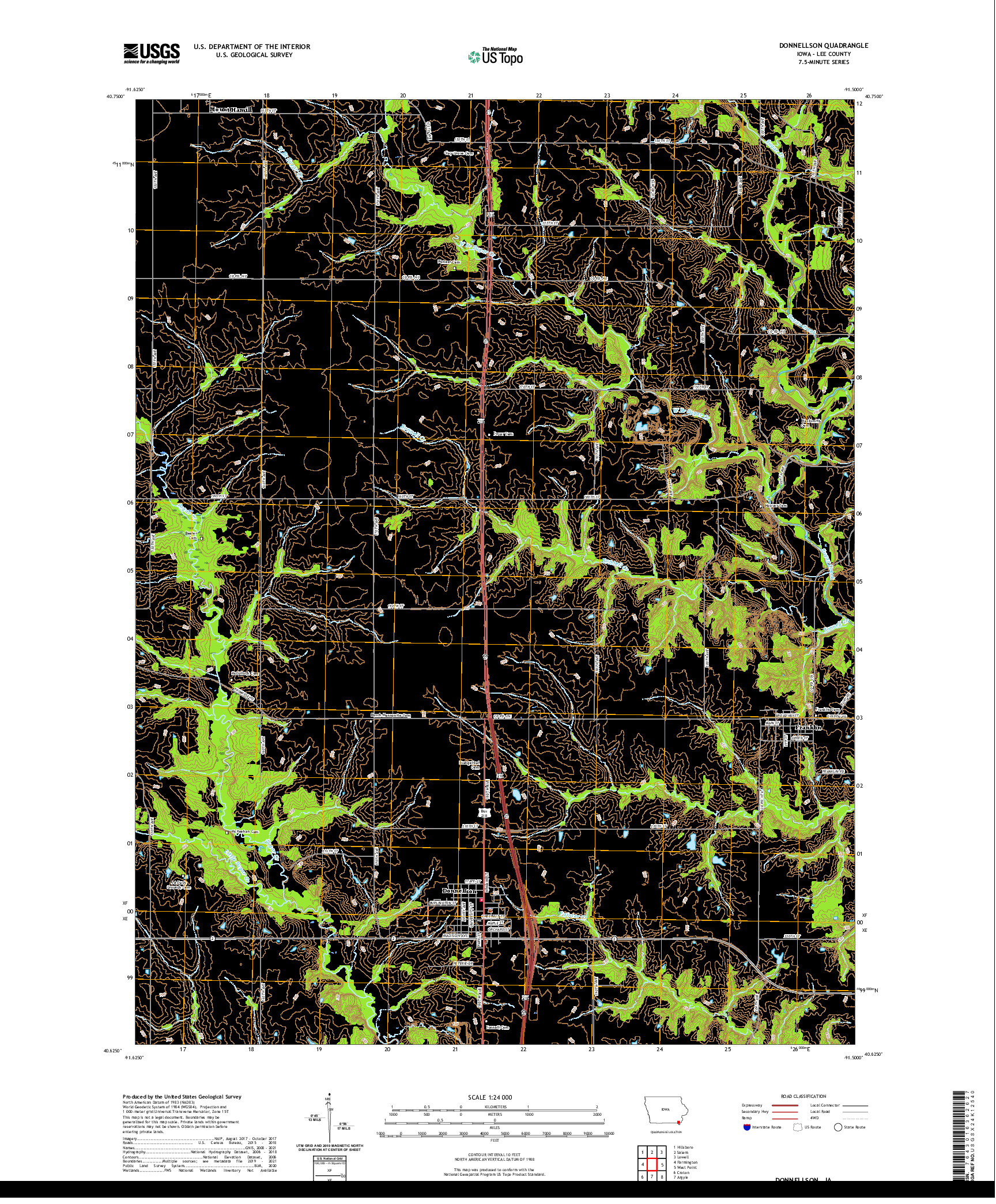 US TOPO 7.5-MINUTE MAP FOR DONNELLSON, IA