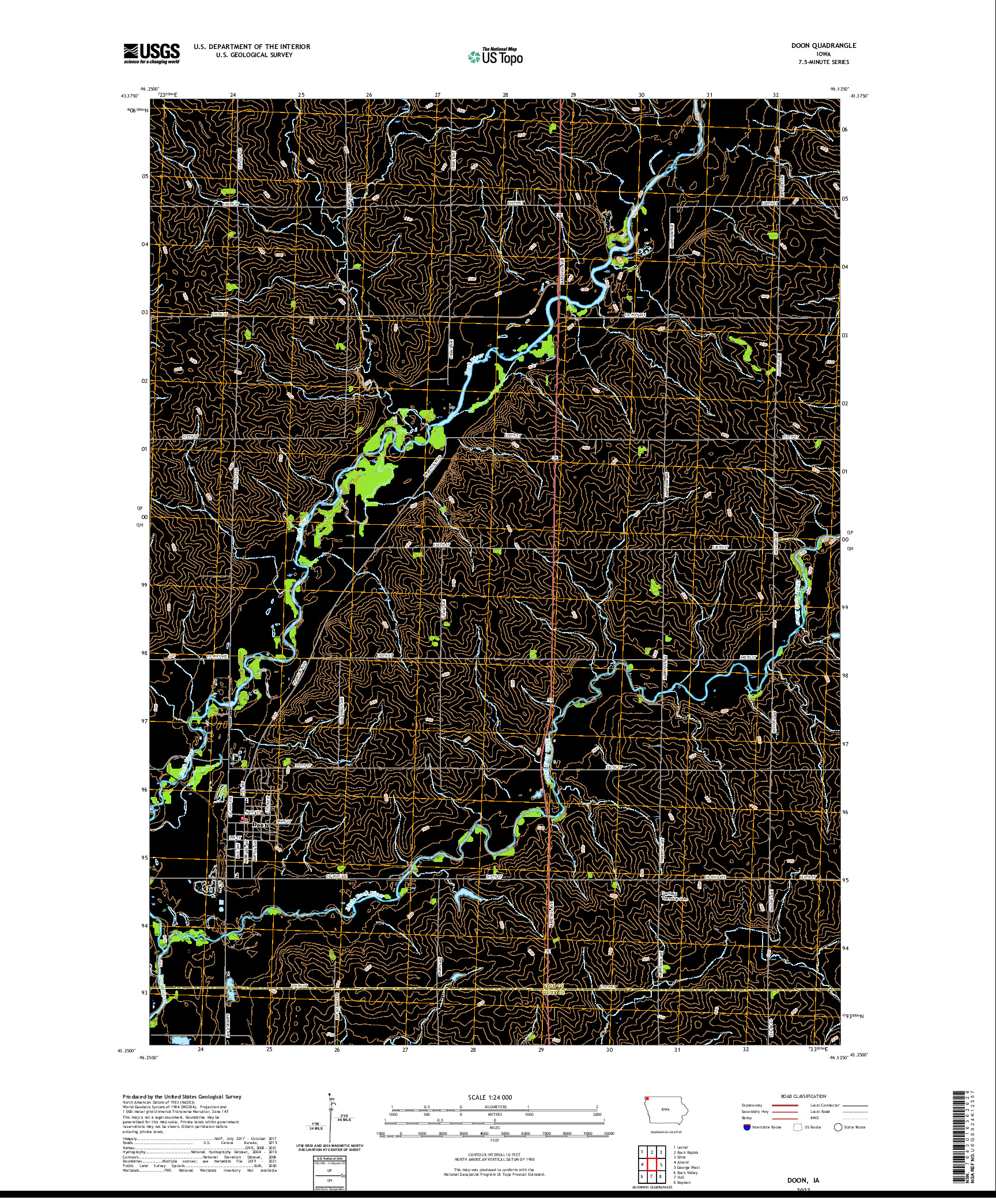 US TOPO 7.5-MINUTE MAP FOR DOON, IA