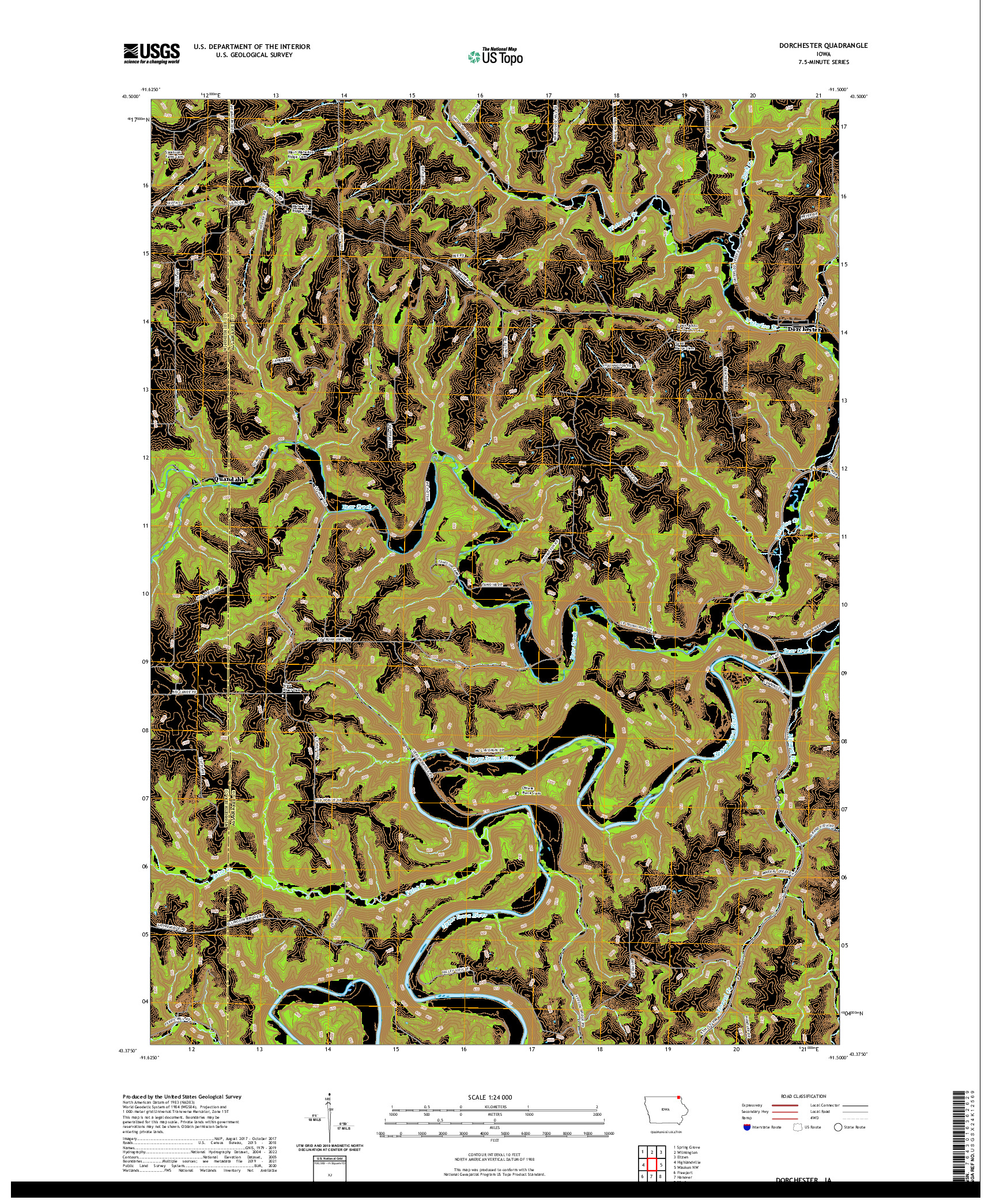 US TOPO 7.5-MINUTE MAP FOR DORCHESTER, IA