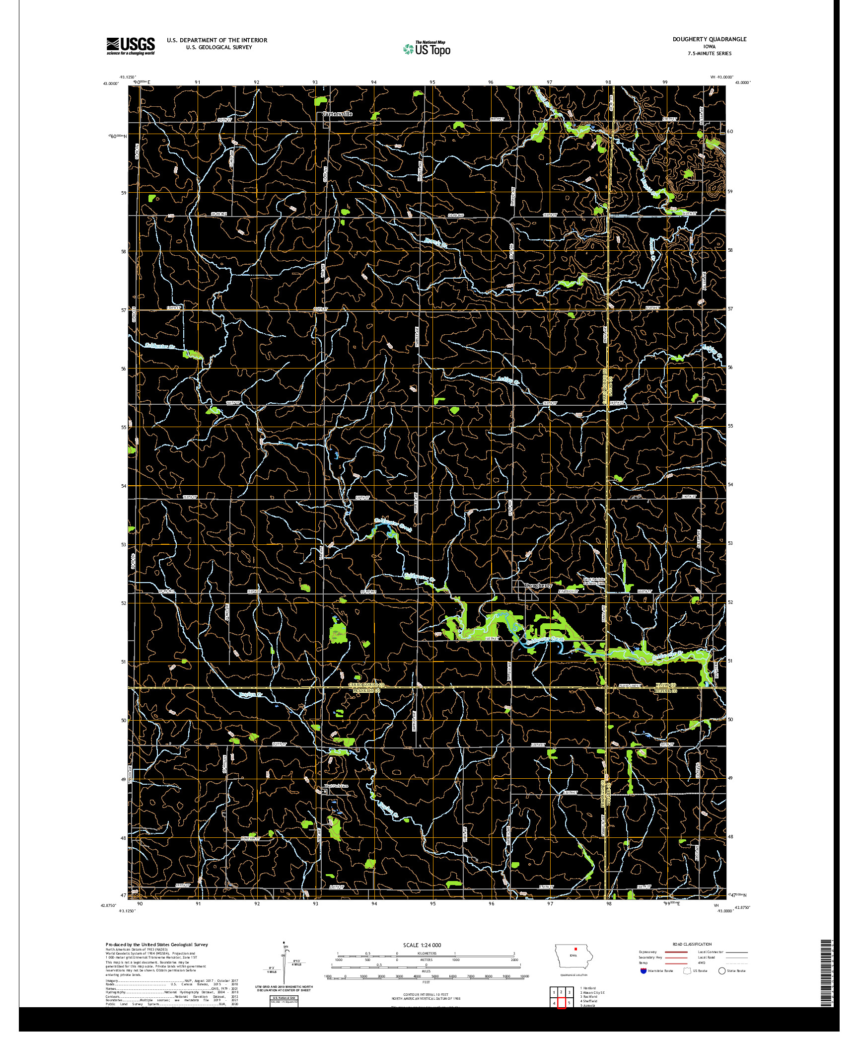 US TOPO 7.5-MINUTE MAP FOR DOUGHERTY, IA