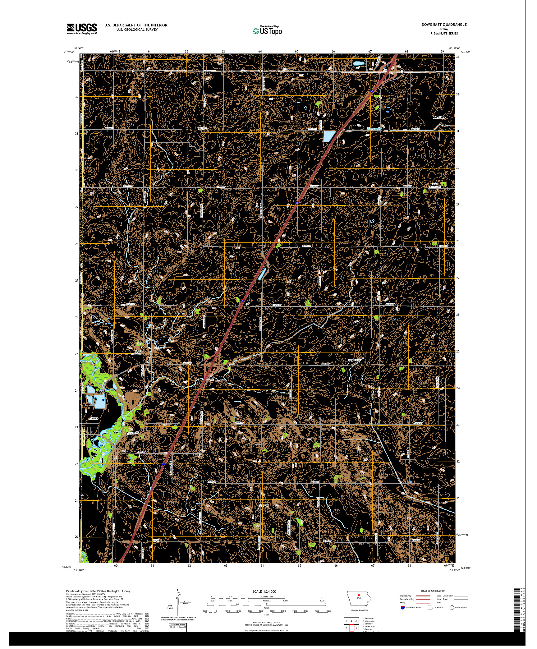 US TOPO 7.5-MINUTE MAP FOR DOWS EAST, IA