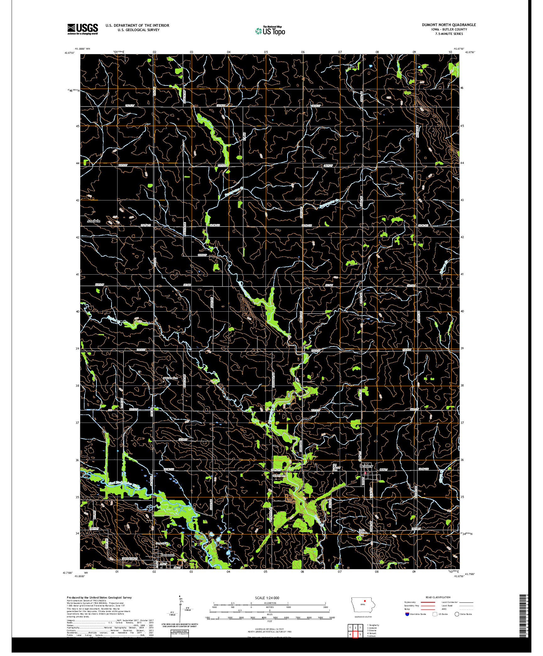 US TOPO 7.5-MINUTE MAP FOR DUMONT NORTH, IA