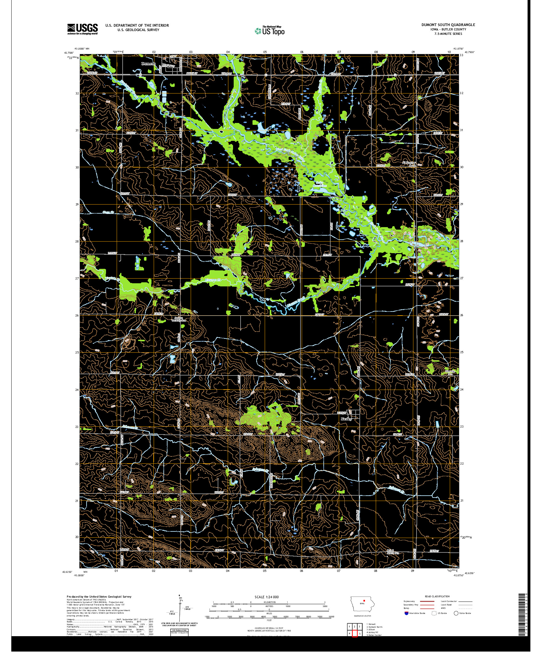 US TOPO 7.5-MINUTE MAP FOR DUMONT SOUTH, IA