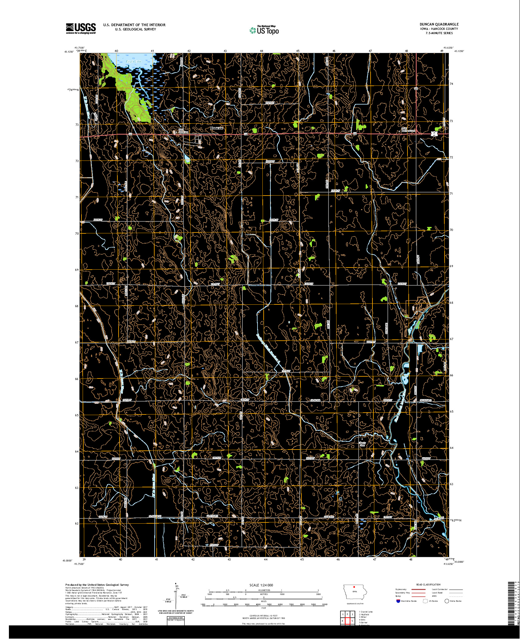 US TOPO 7.5-MINUTE MAP FOR DUNCAN, IA