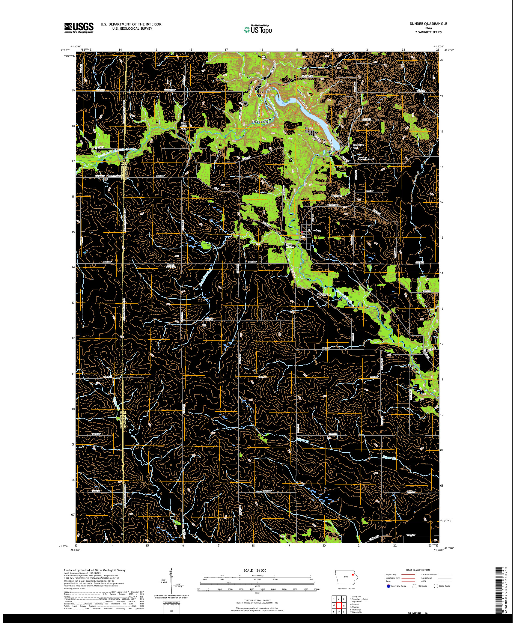 US TOPO 7.5-MINUTE MAP FOR DUNDEE, IA