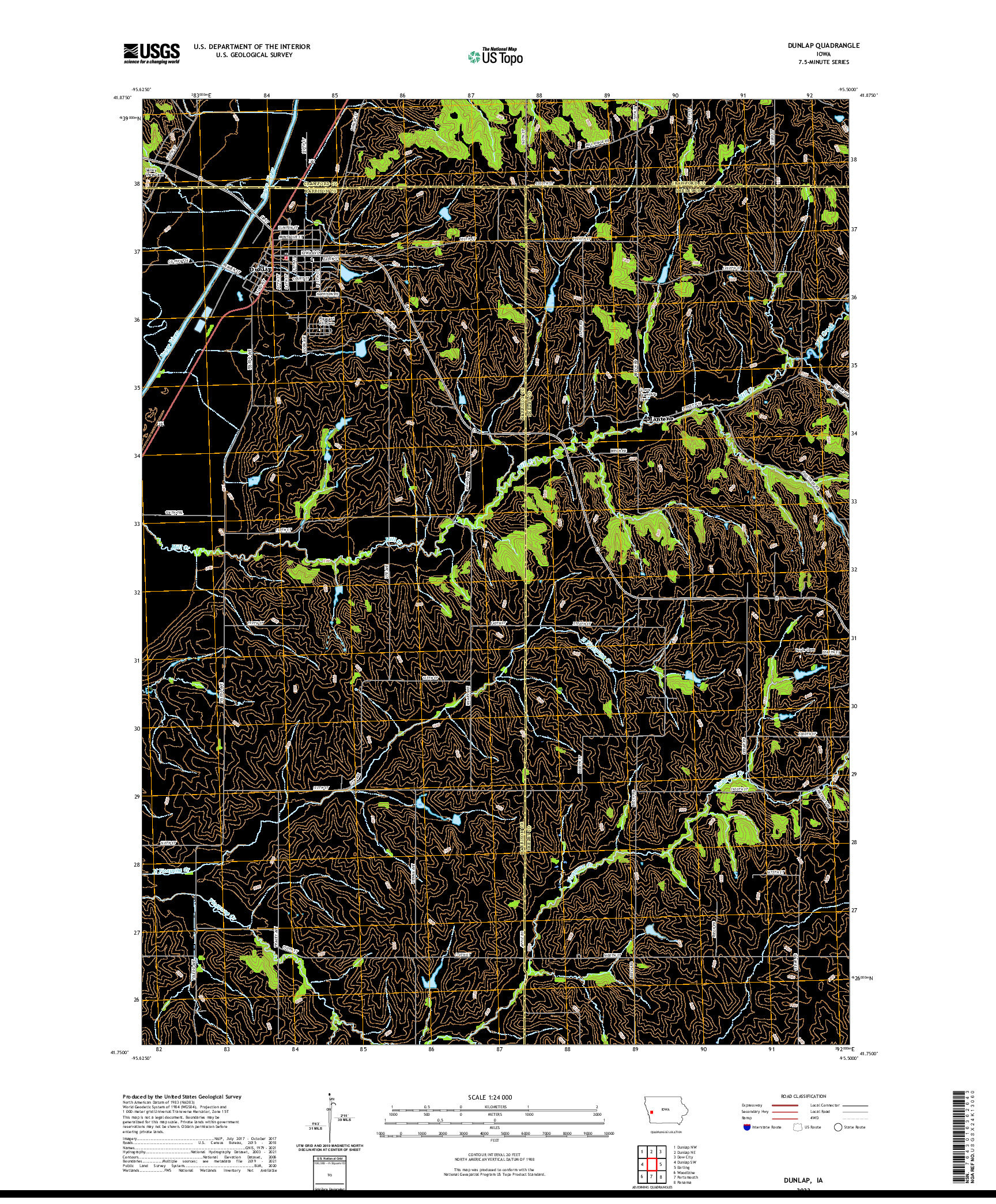 US TOPO 7.5-MINUTE MAP FOR DUNLAP, IA