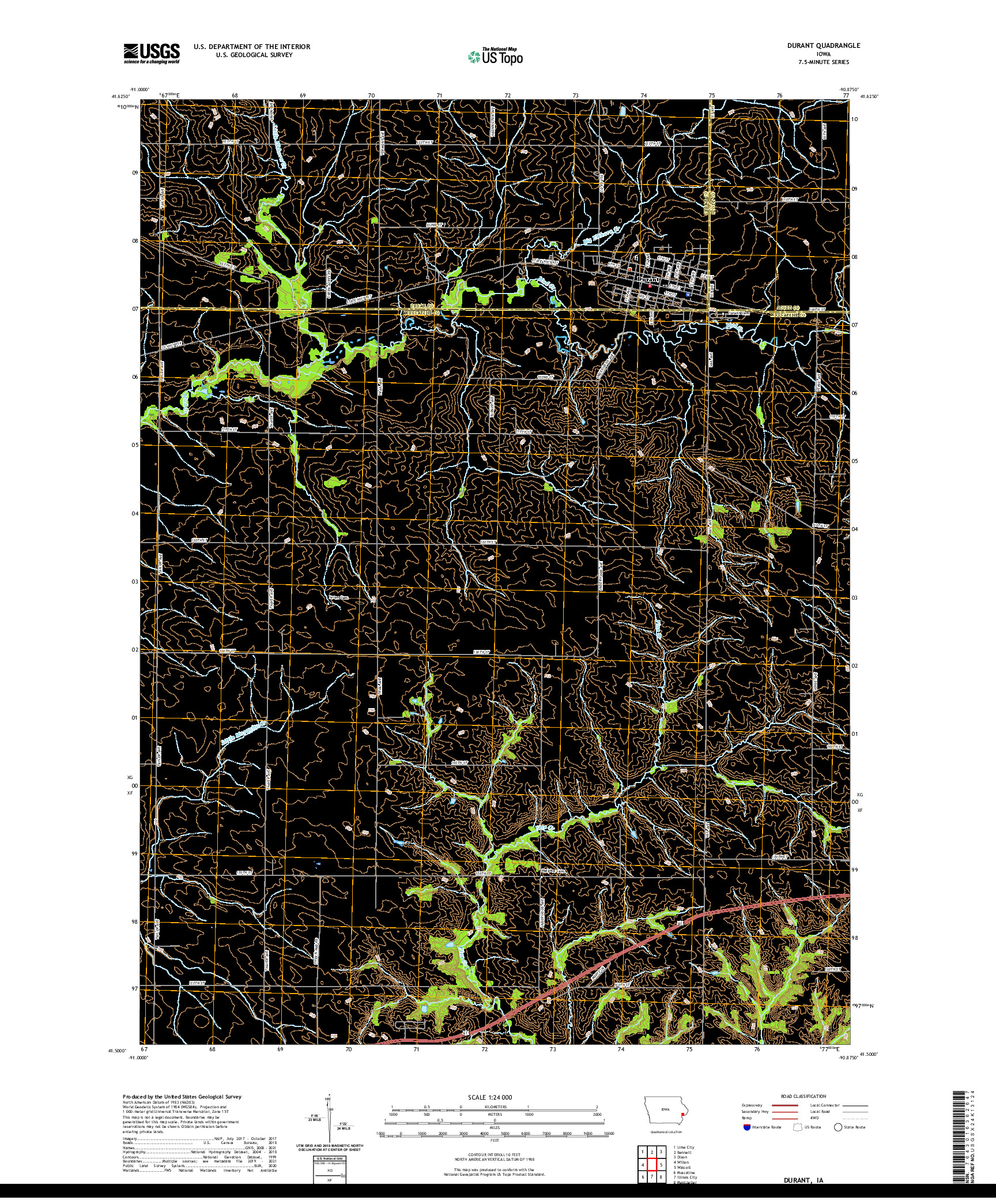 US TOPO 7.5-MINUTE MAP FOR DURANT, IA