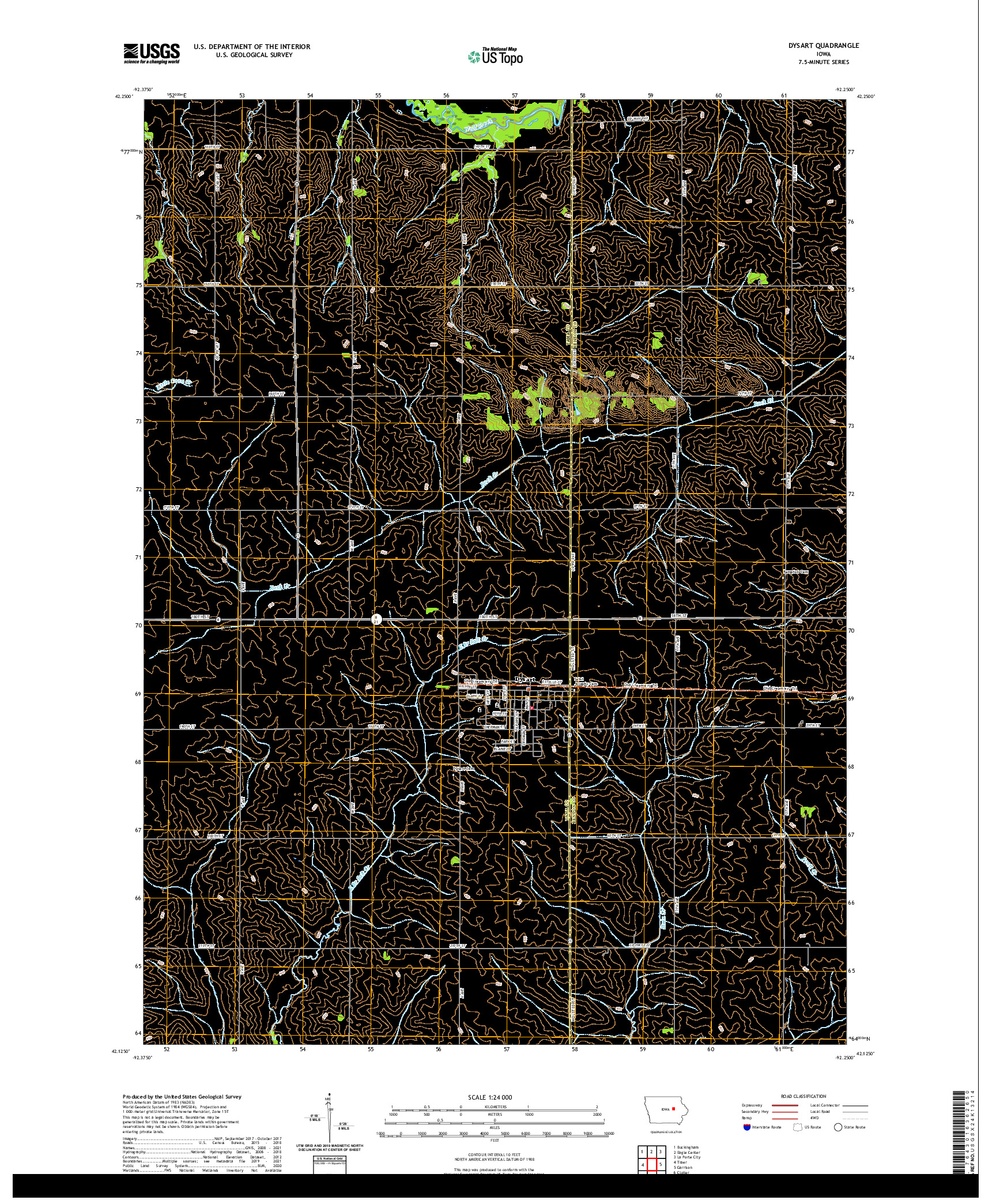 US TOPO 7.5-MINUTE MAP FOR DYSART, IA