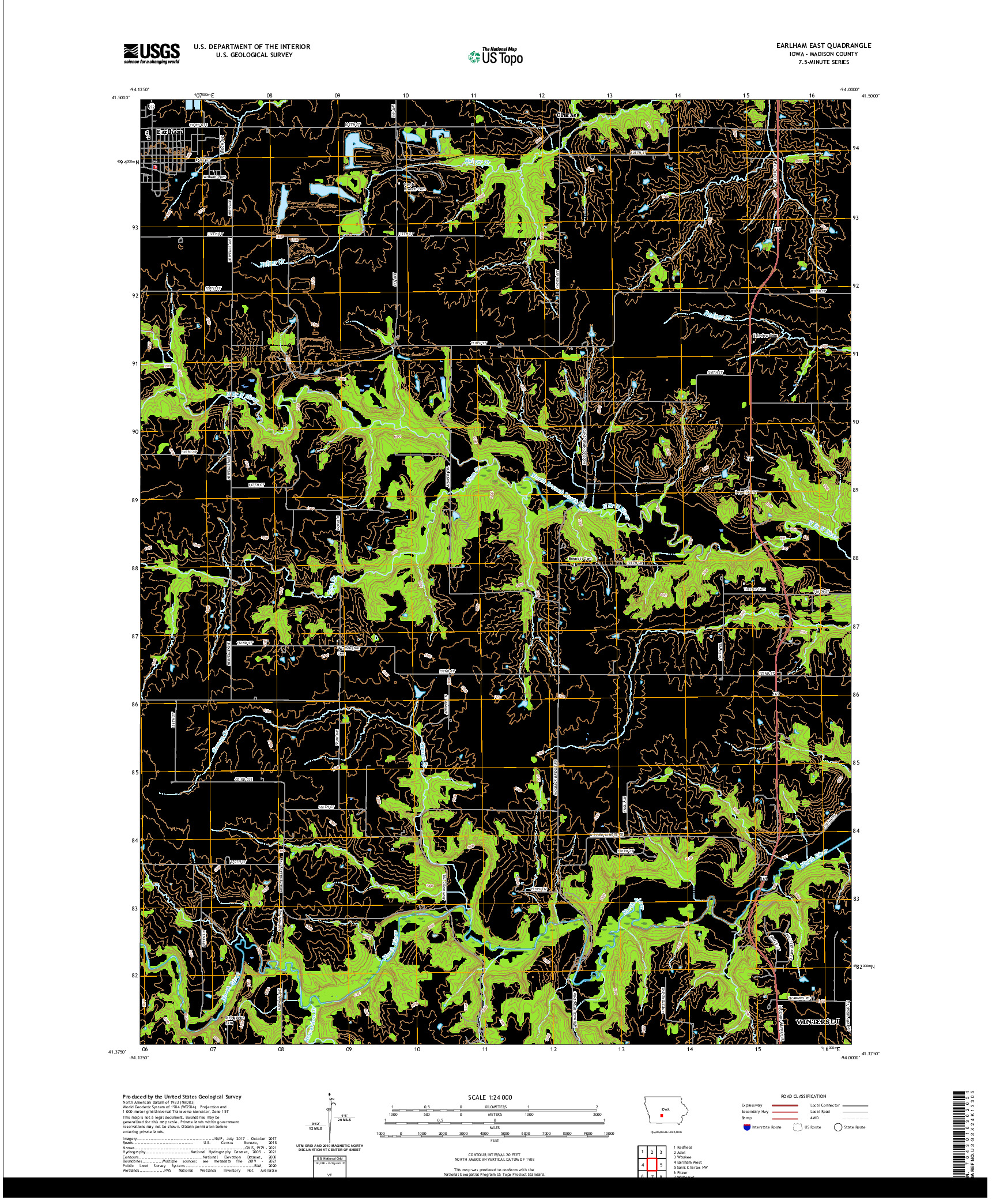 US TOPO 7.5-MINUTE MAP FOR EARLHAM EAST, IA