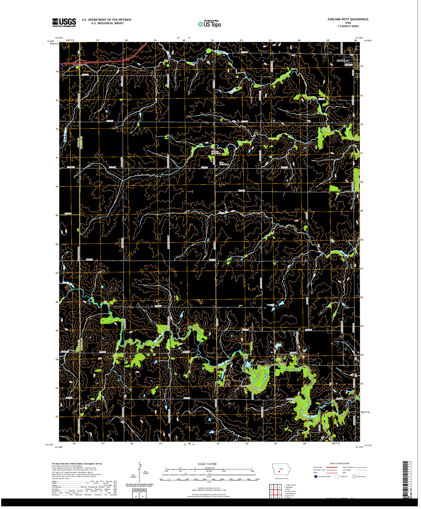 US TOPO 7.5-MINUTE MAP FOR EARLHAM WEST, IA