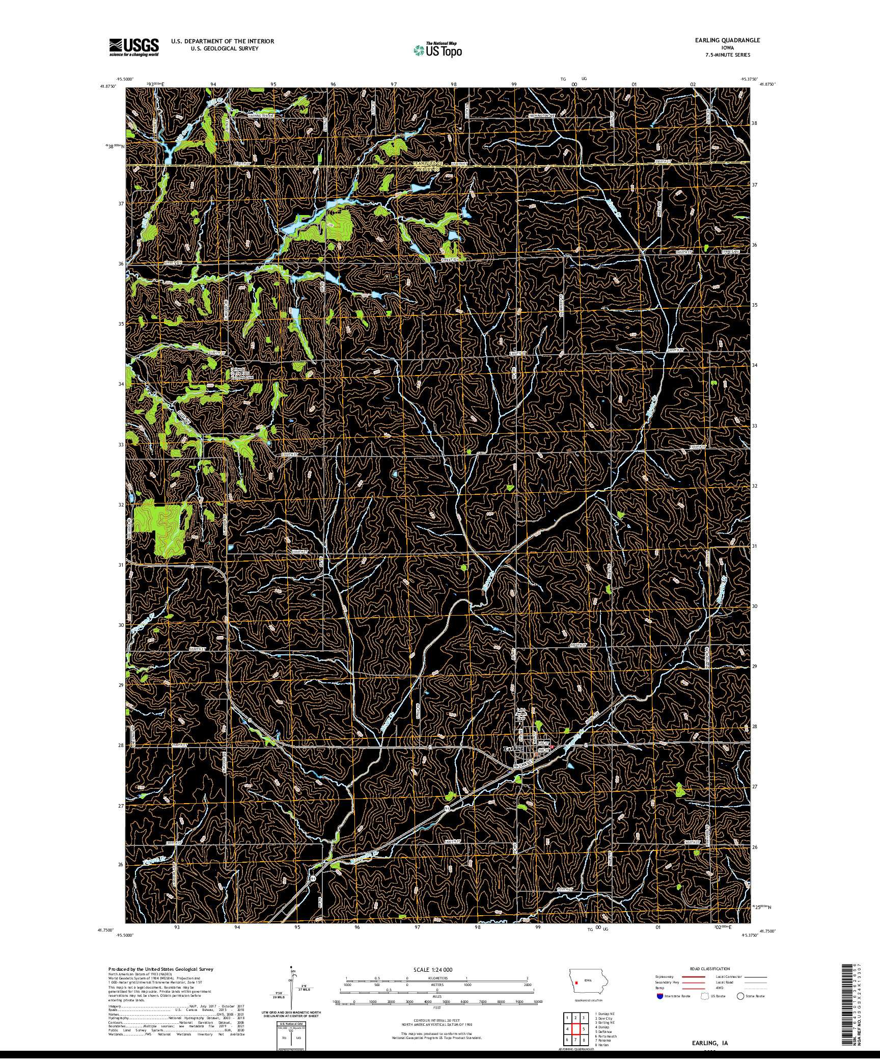 US TOPO 7.5-MINUTE MAP FOR EARLING, IA