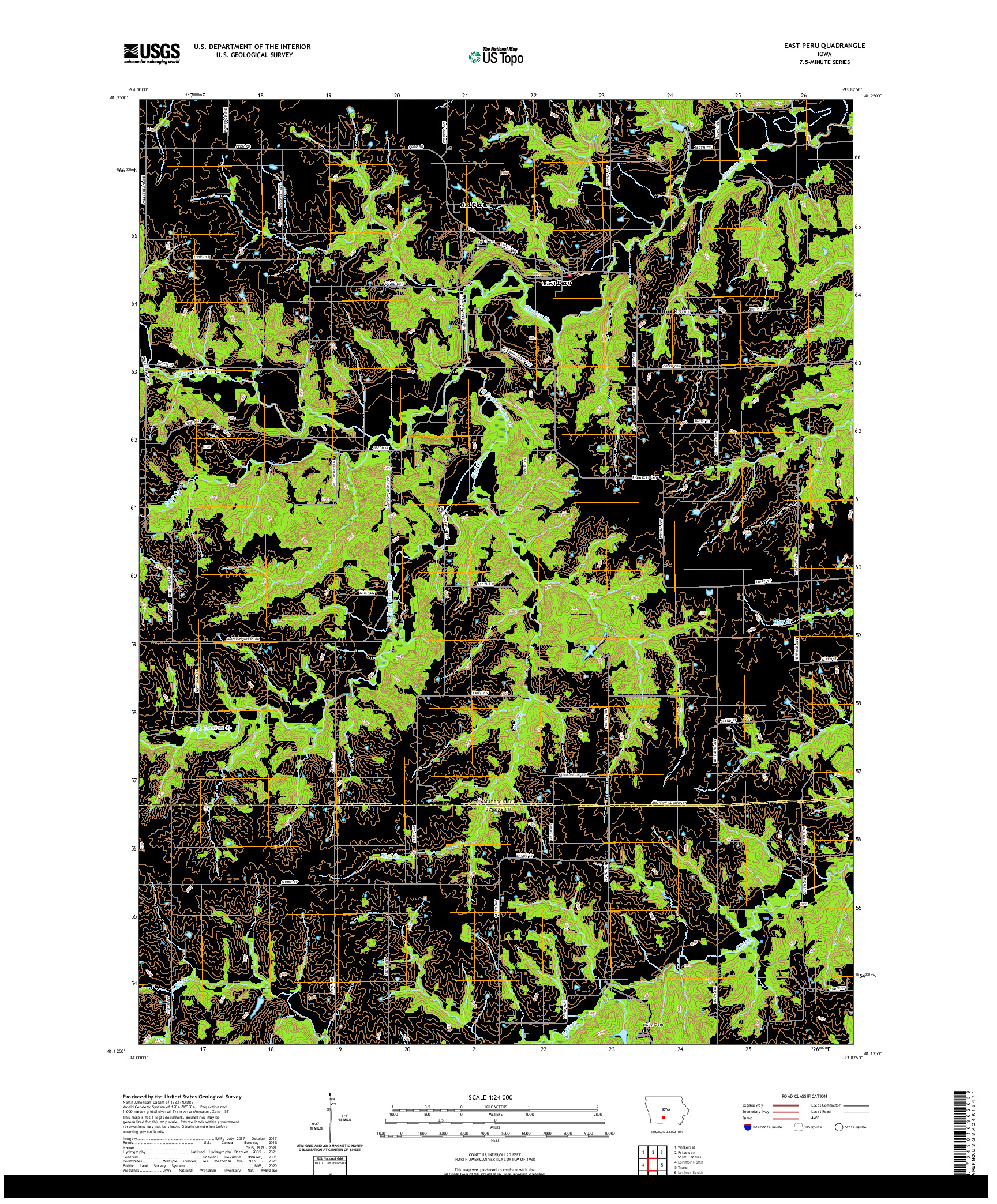 US TOPO 7.5-MINUTE MAP FOR EAST PERU, IA