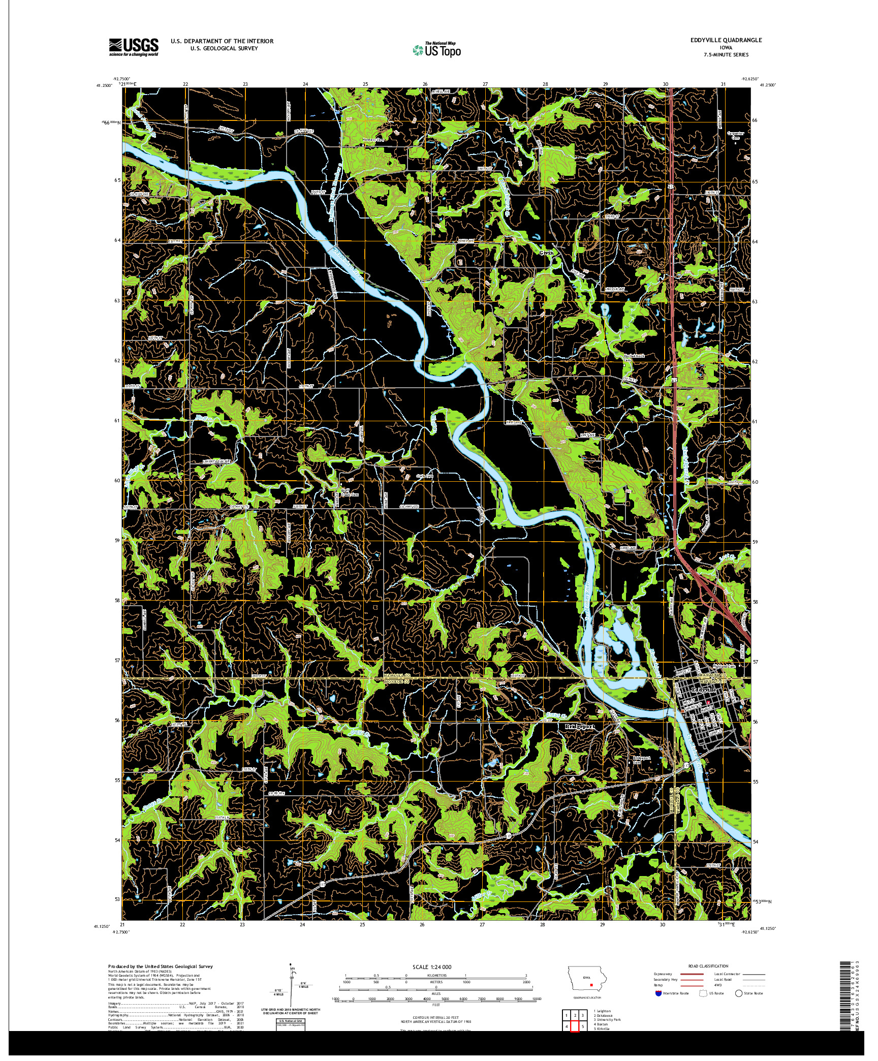 US TOPO 7.5-MINUTE MAP FOR EDDYVILLE, IA