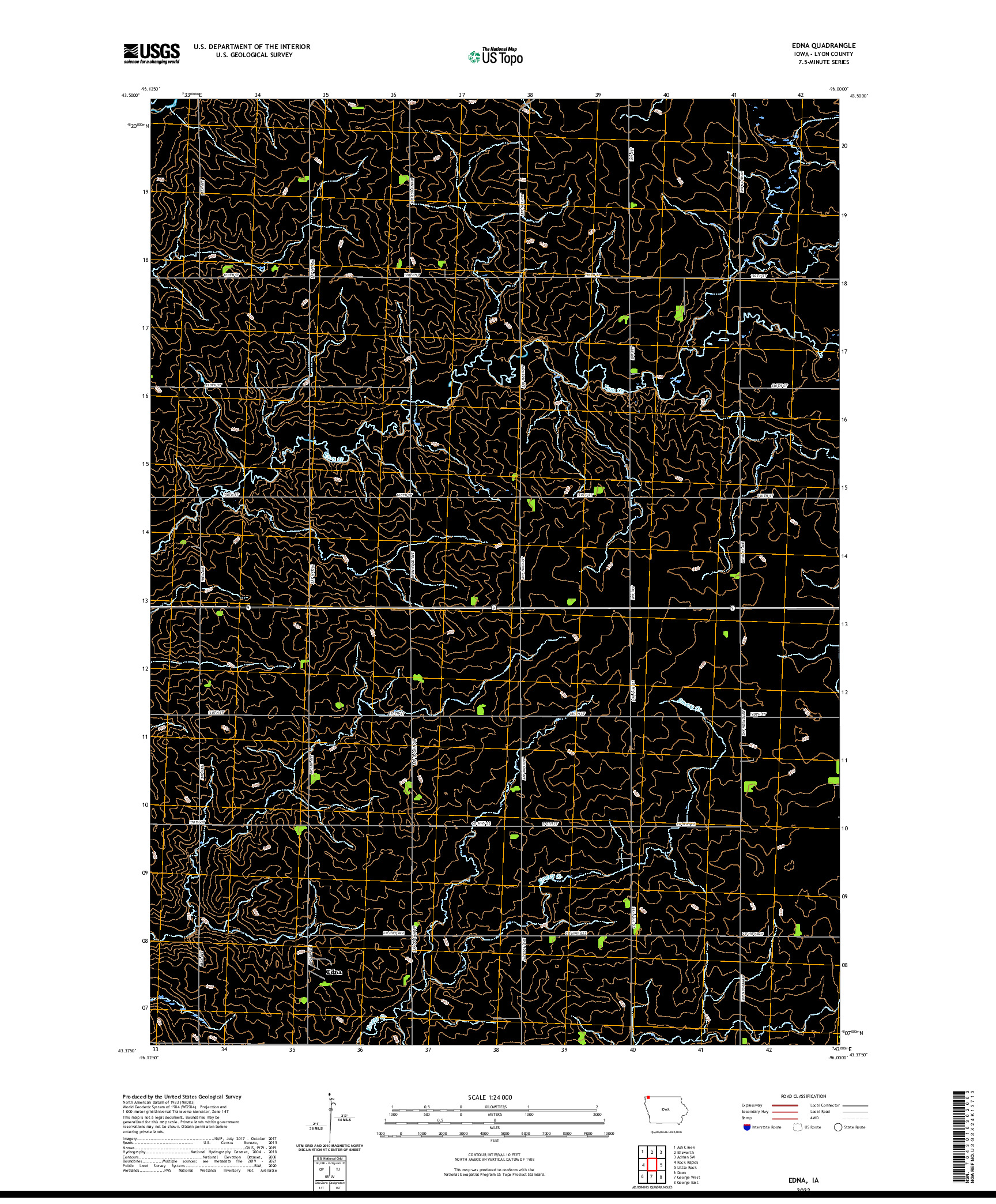 US TOPO 7.5-MINUTE MAP FOR EDNA, IA