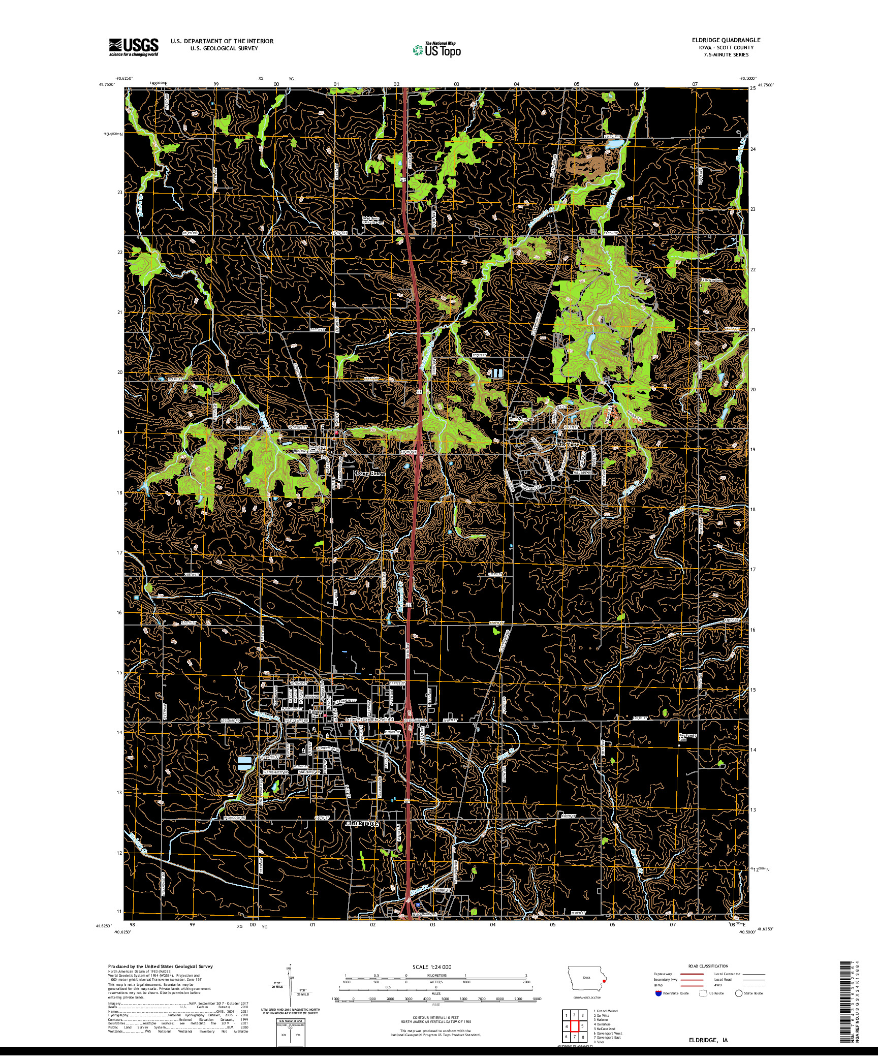 US TOPO 7.5-MINUTE MAP FOR ELDRIDGE, IA