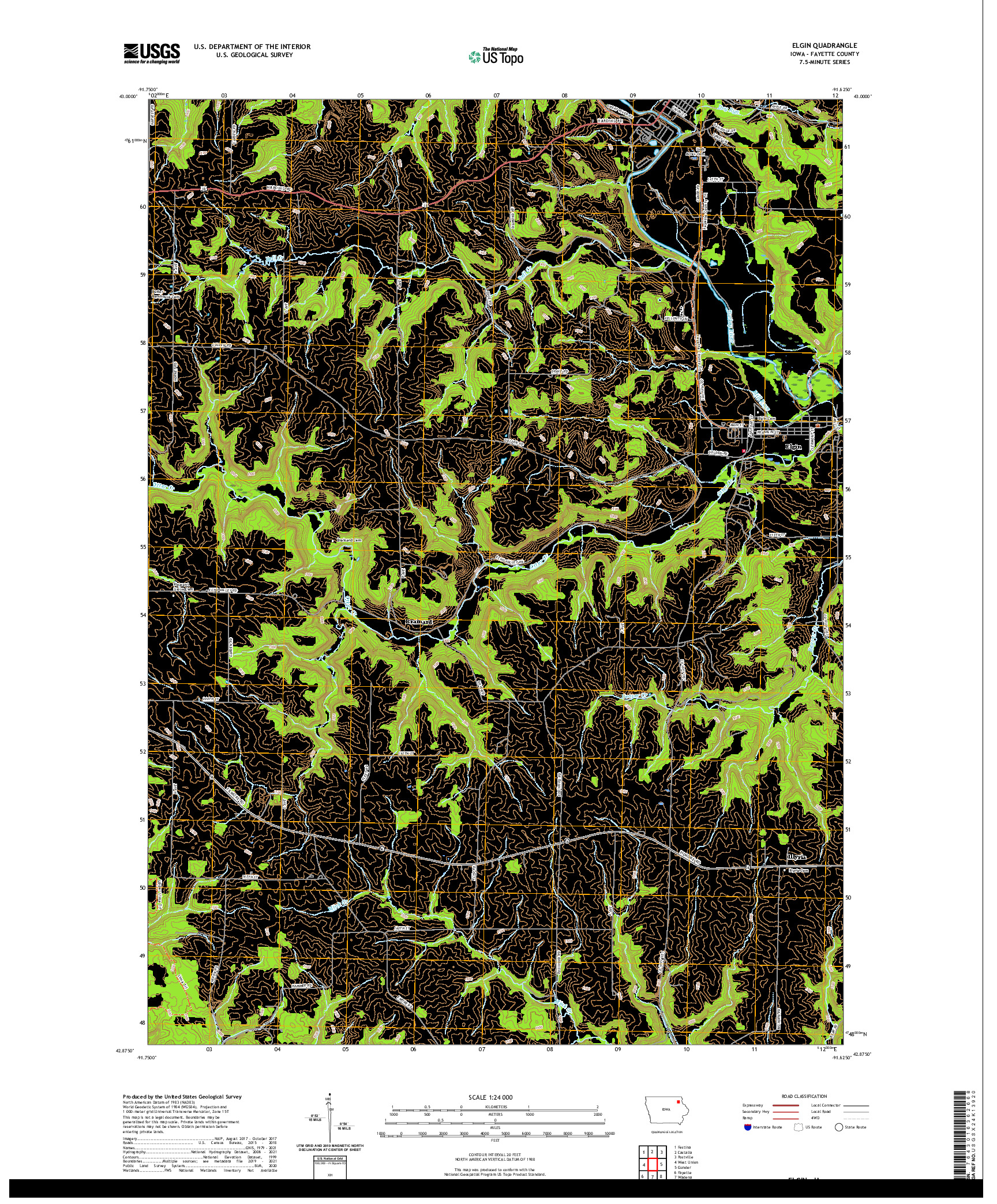 US TOPO 7.5-MINUTE MAP FOR ELGIN, IA