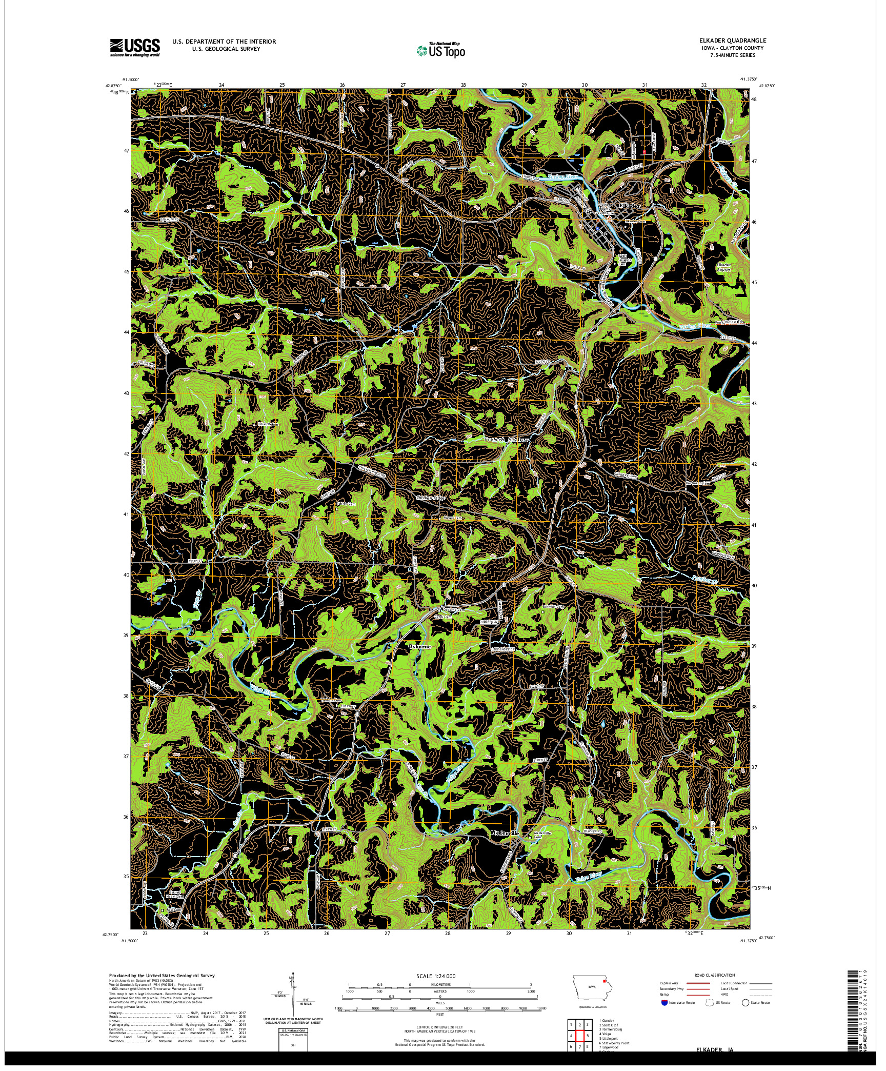 US TOPO 7.5-MINUTE MAP FOR ELKADER, IA