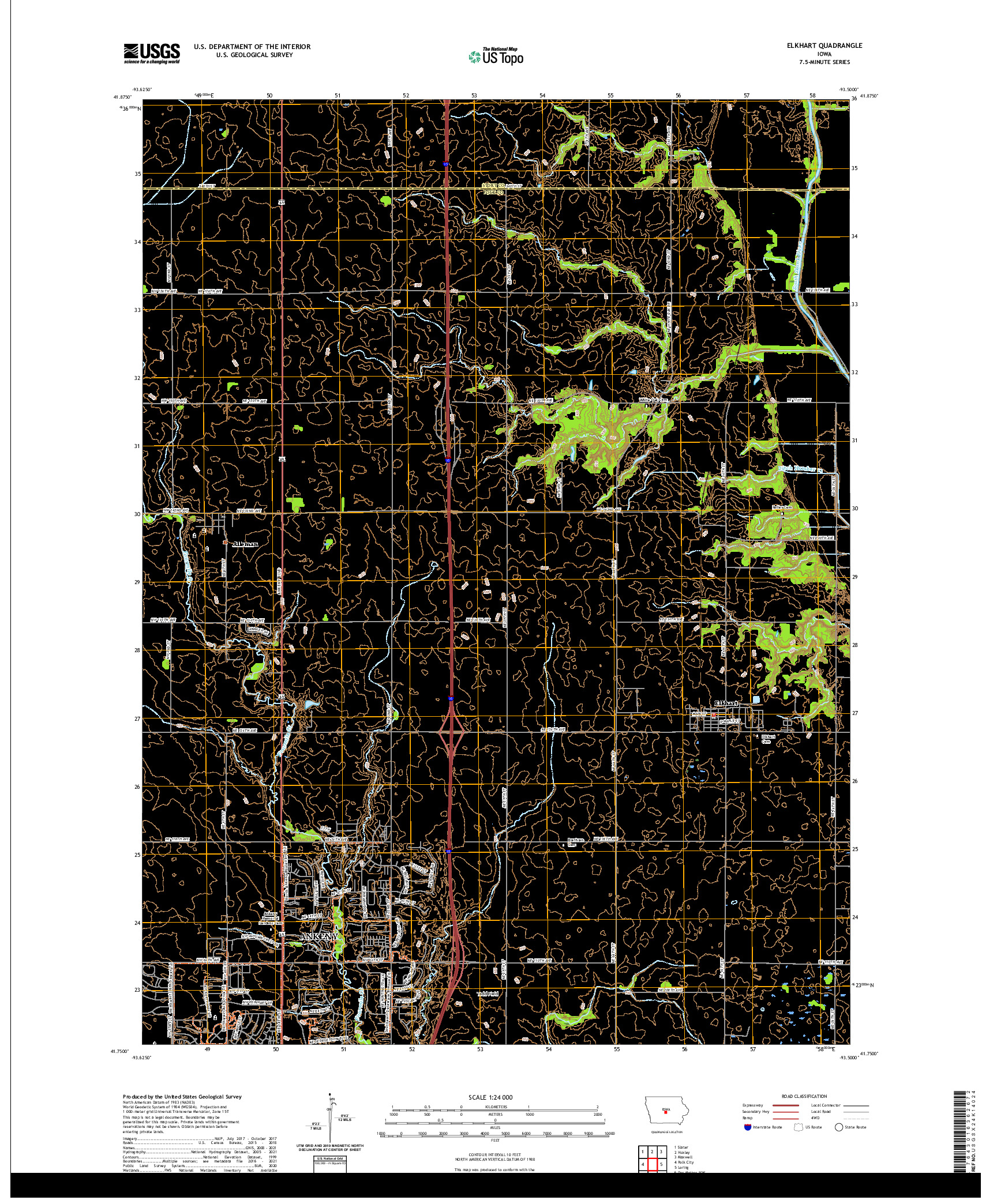 US TOPO 7.5-MINUTE MAP FOR ELKHART, IA