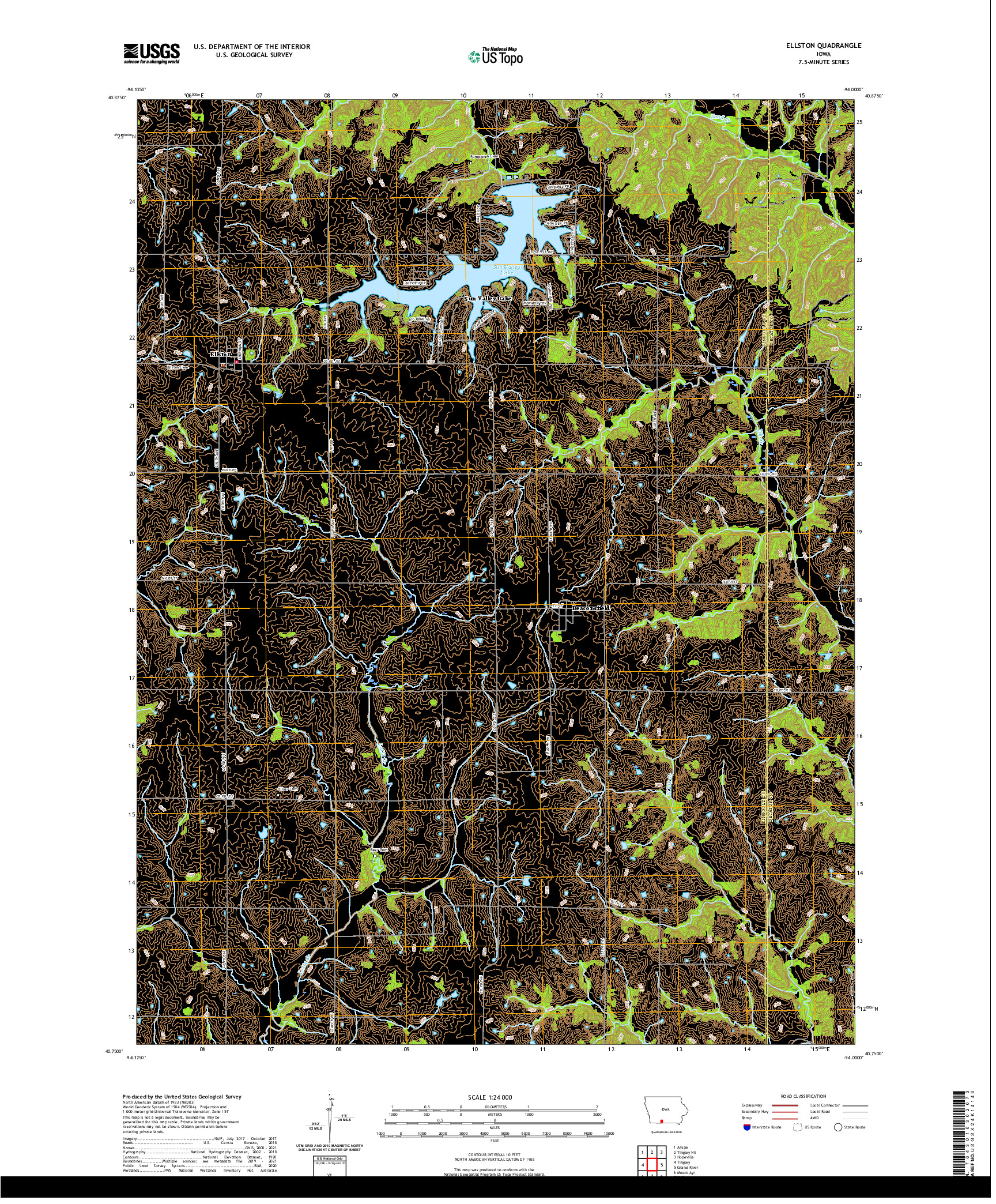 US TOPO 7.5-MINUTE MAP FOR ELLSTON, IA