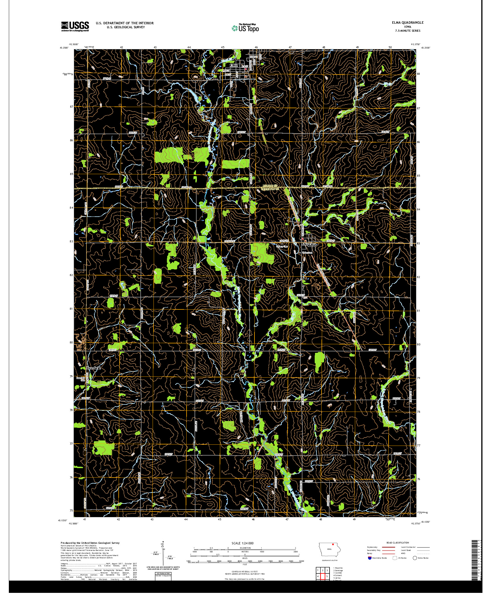 US TOPO 7.5-MINUTE MAP FOR ELMA, IA