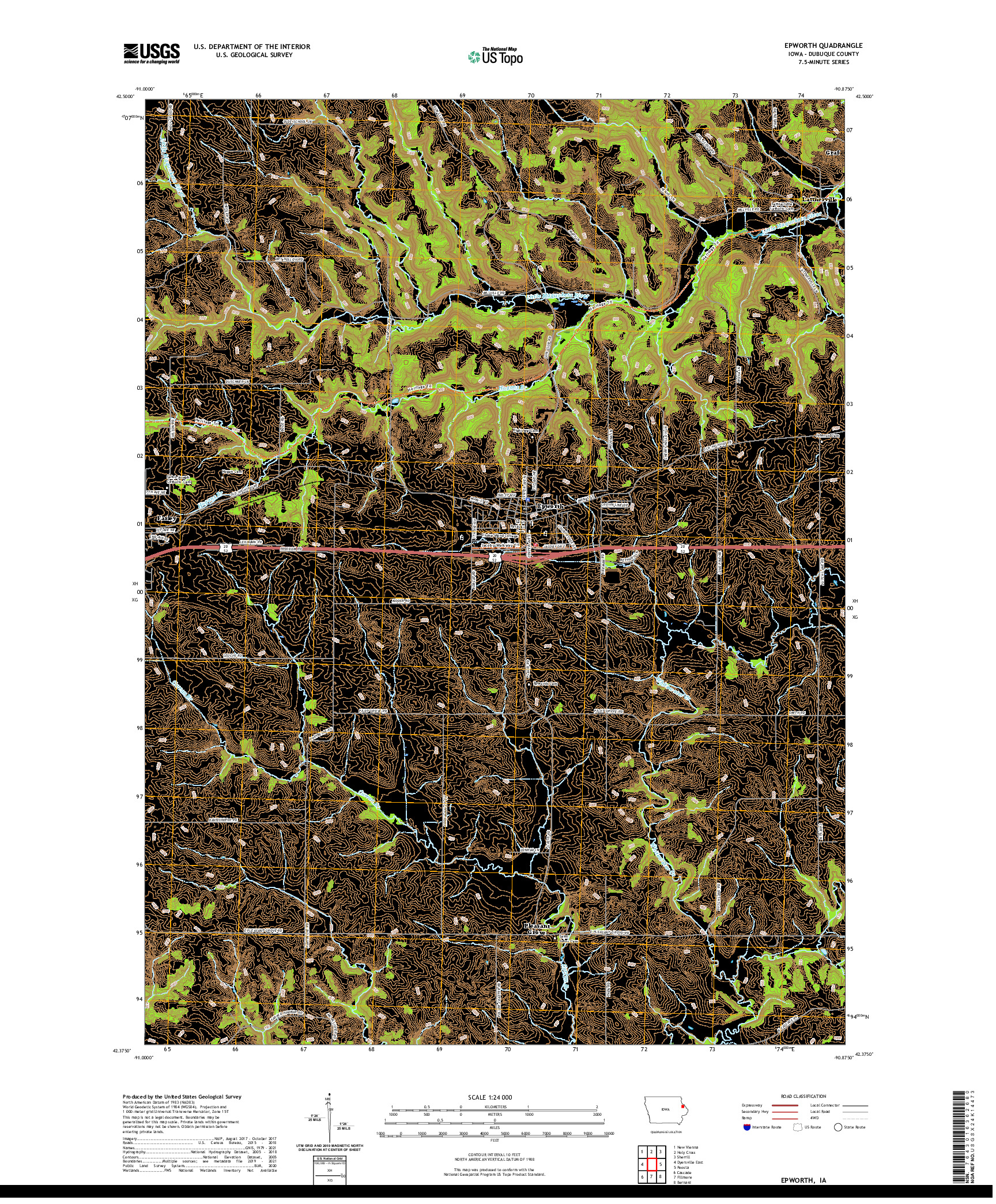 US TOPO 7.5-MINUTE MAP FOR EPWORTH, IA