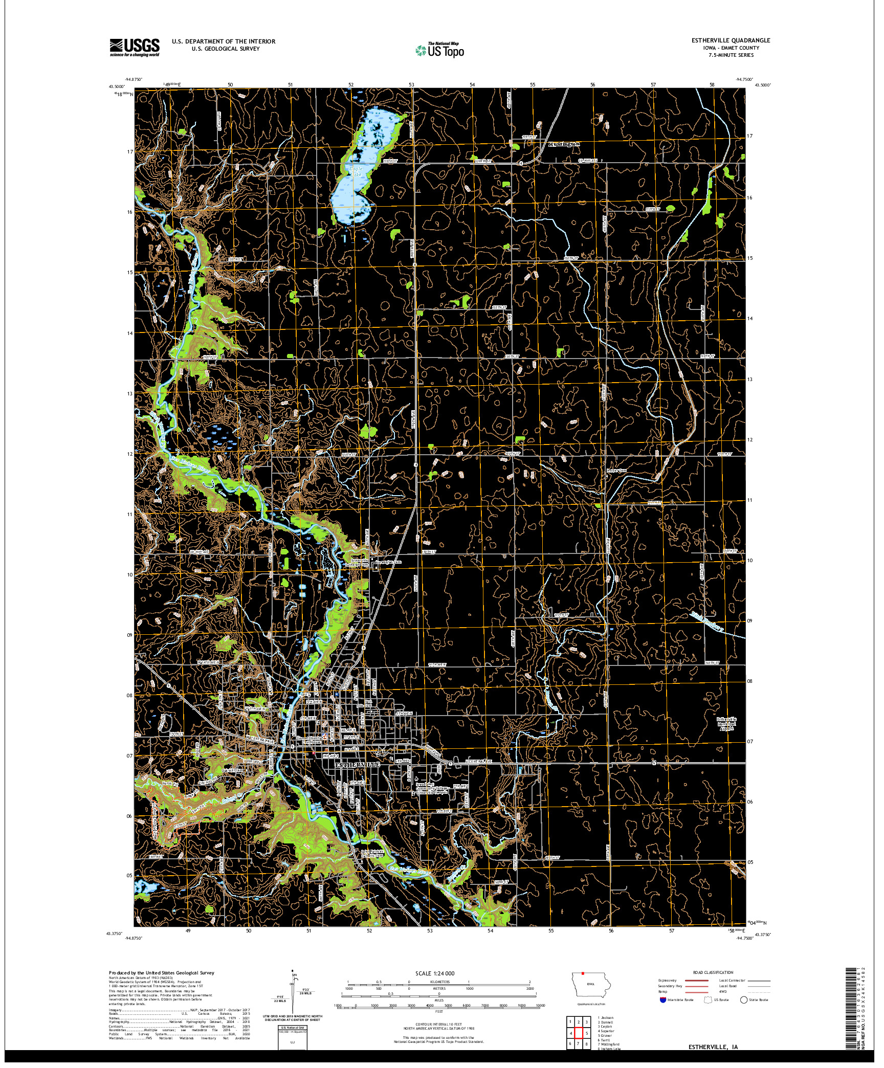 US TOPO 7.5-MINUTE MAP FOR ESTHERVILLE, IA