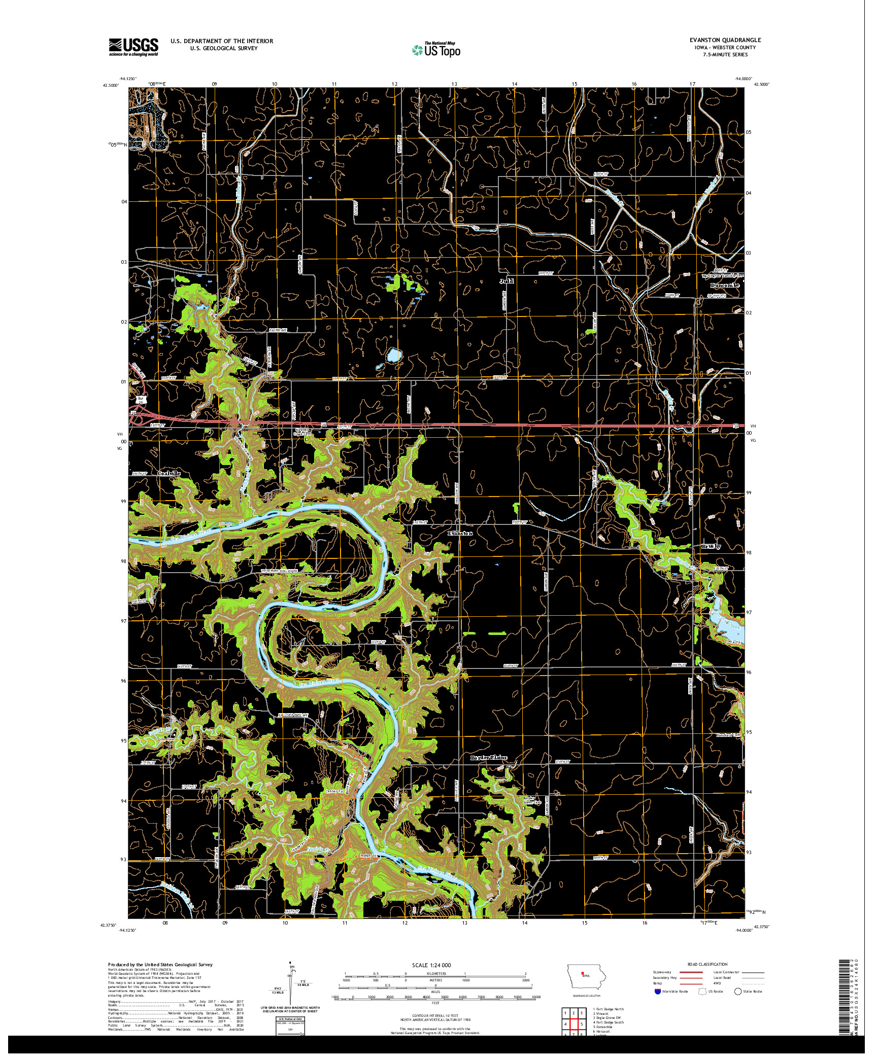 US TOPO 7.5-MINUTE MAP FOR EVANSTON, IA