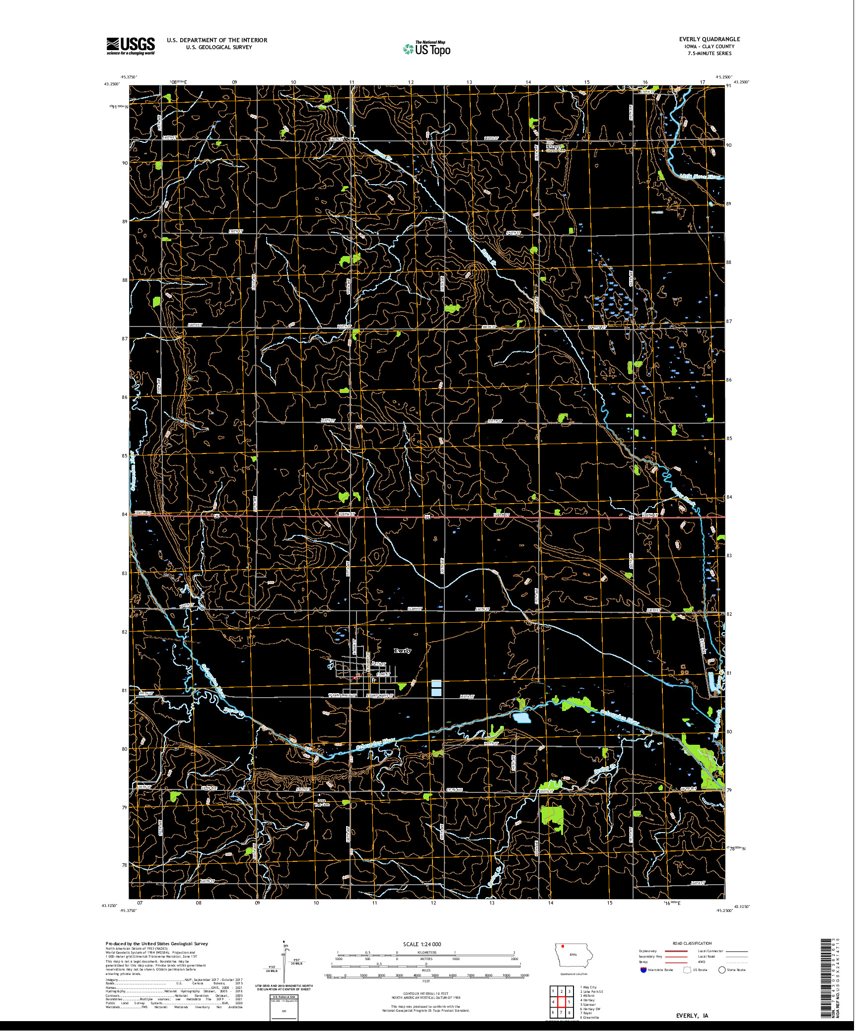 US TOPO 7.5-MINUTE MAP FOR EVERLY, IA