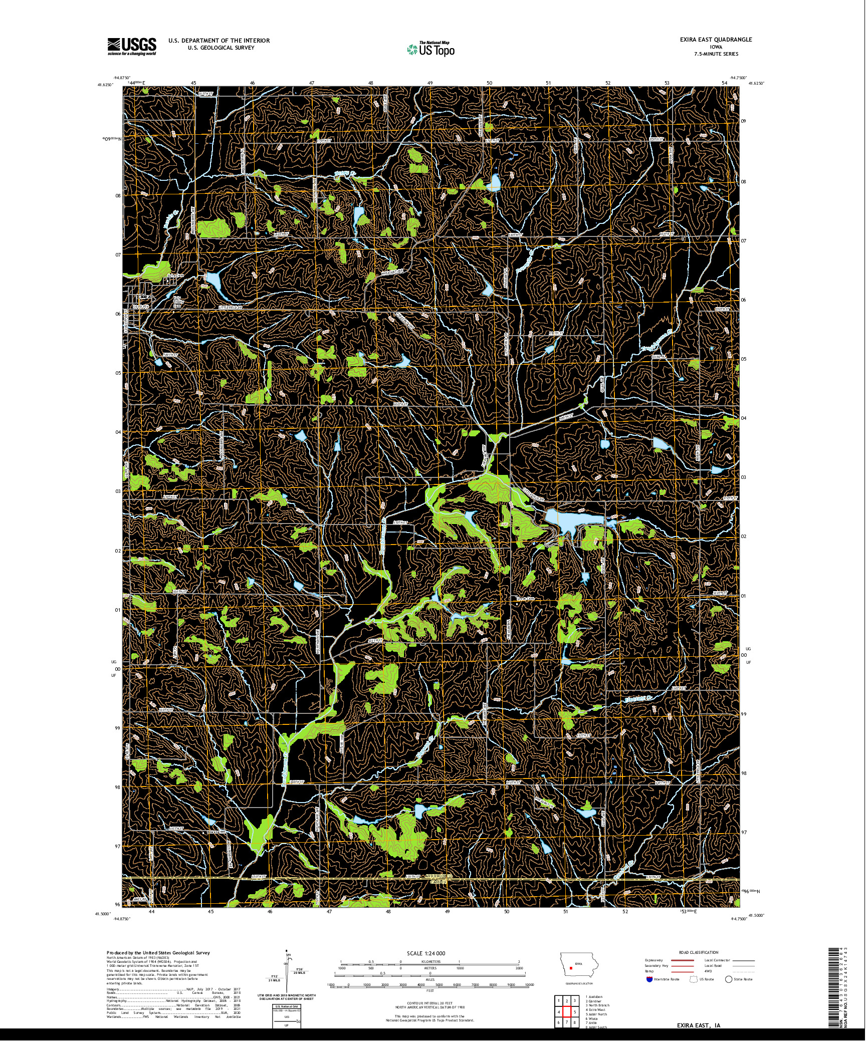 US TOPO 7.5-MINUTE MAP FOR EXIRA EAST, IA