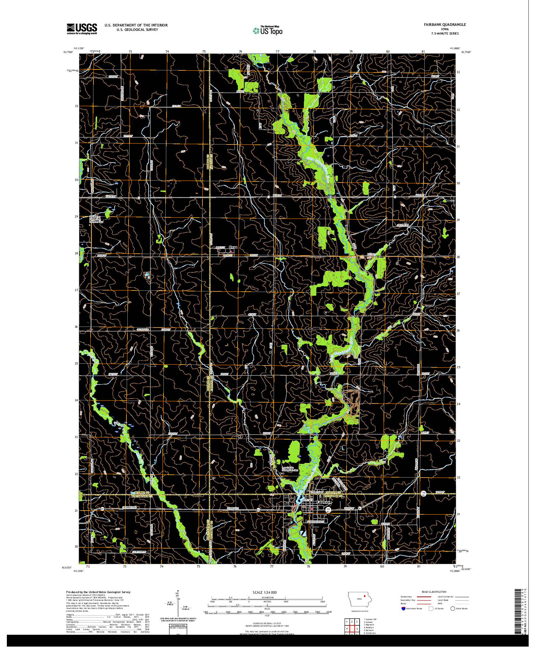 US TOPO 7.5-MINUTE MAP FOR FAIRBANK, IA