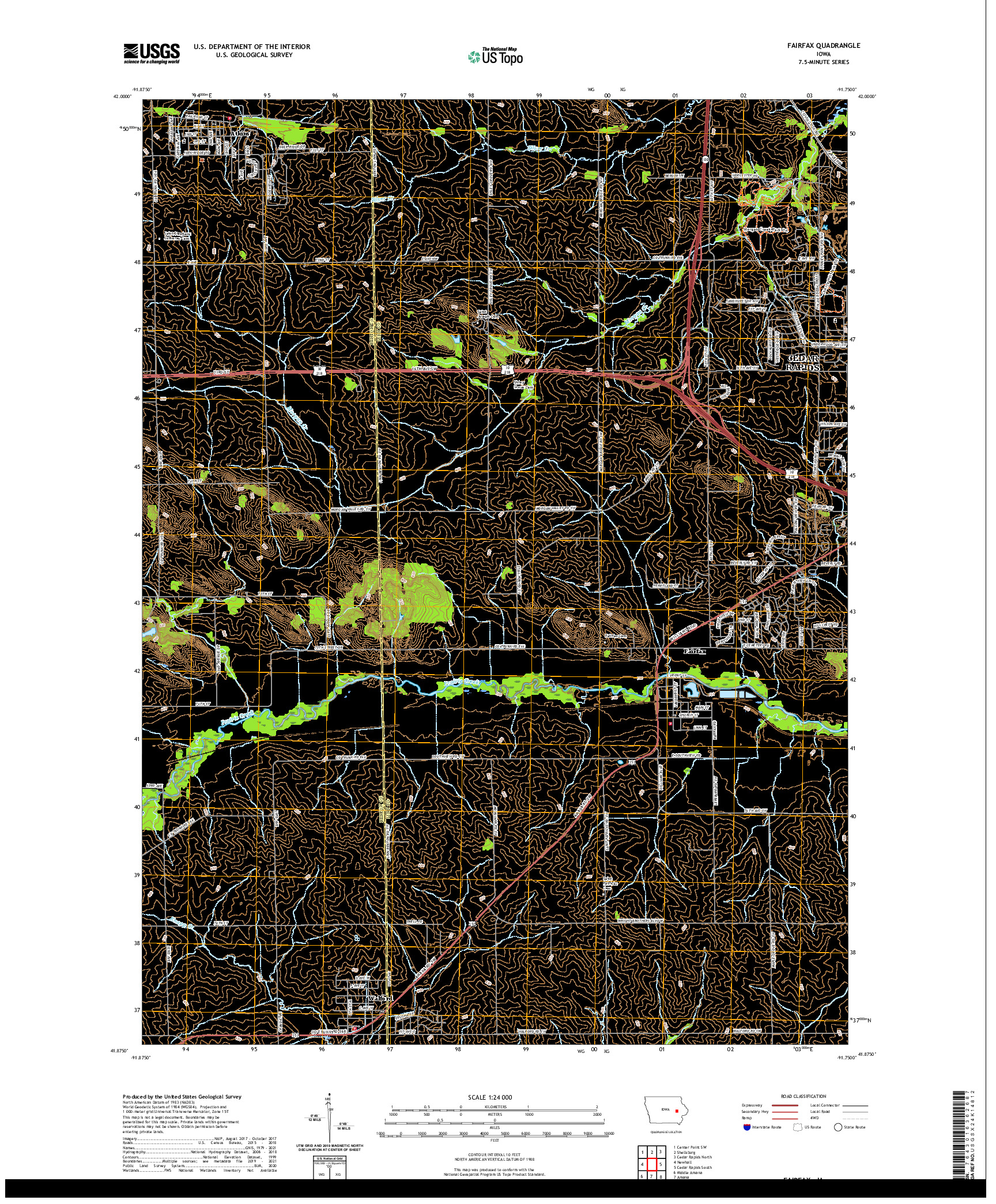 US TOPO 7.5-MINUTE MAP FOR FAIRFAX, IA