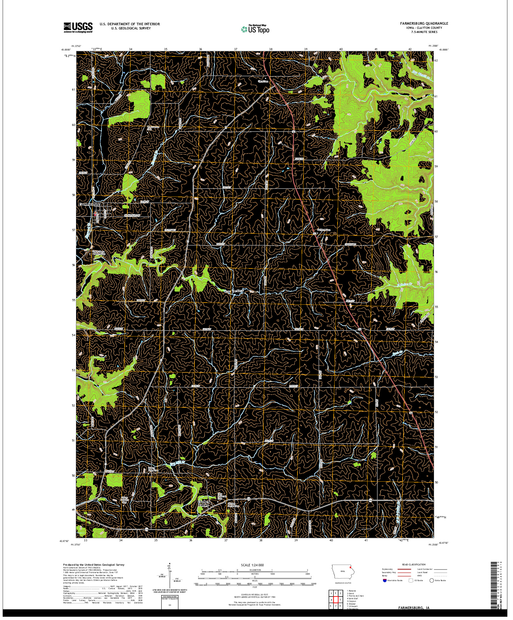 US TOPO 7.5-MINUTE MAP FOR FARMERSBURG, IA