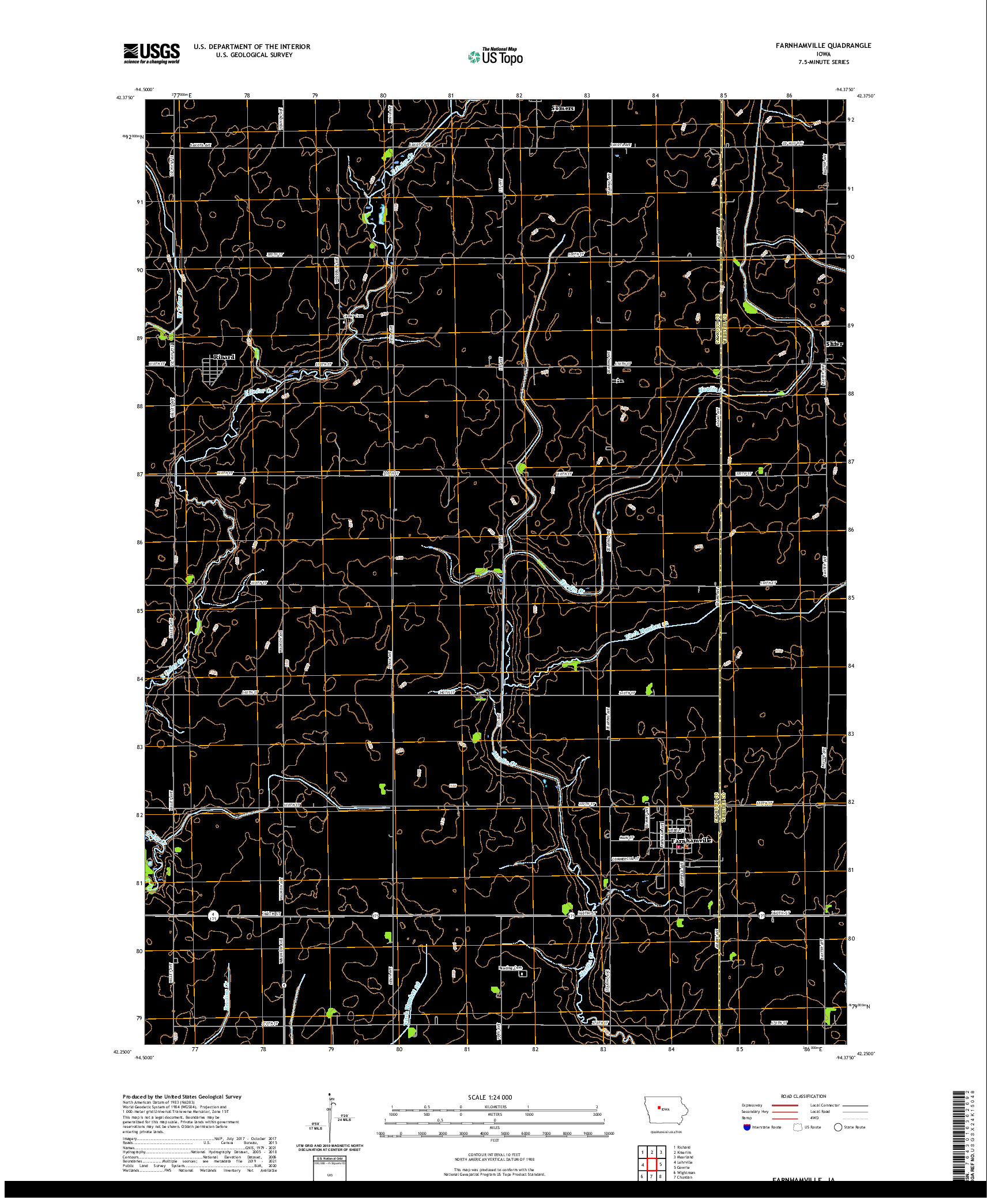 US TOPO 7.5-MINUTE MAP FOR FARNHAMVILLE, IA