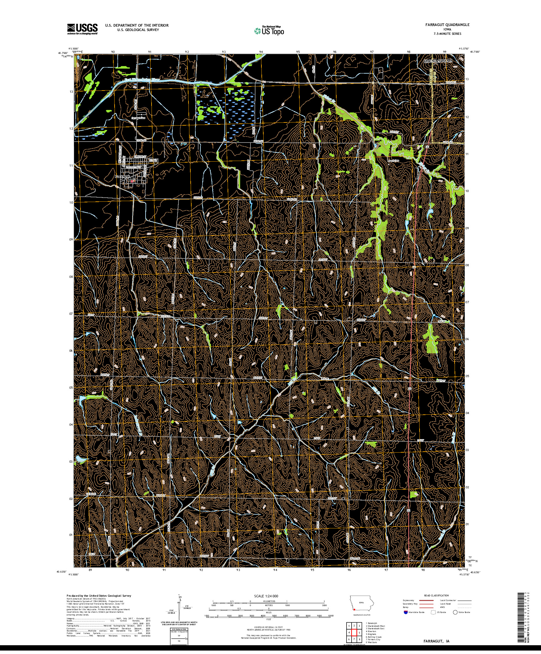 US TOPO 7.5-MINUTE MAP FOR FARRAGUT, IA